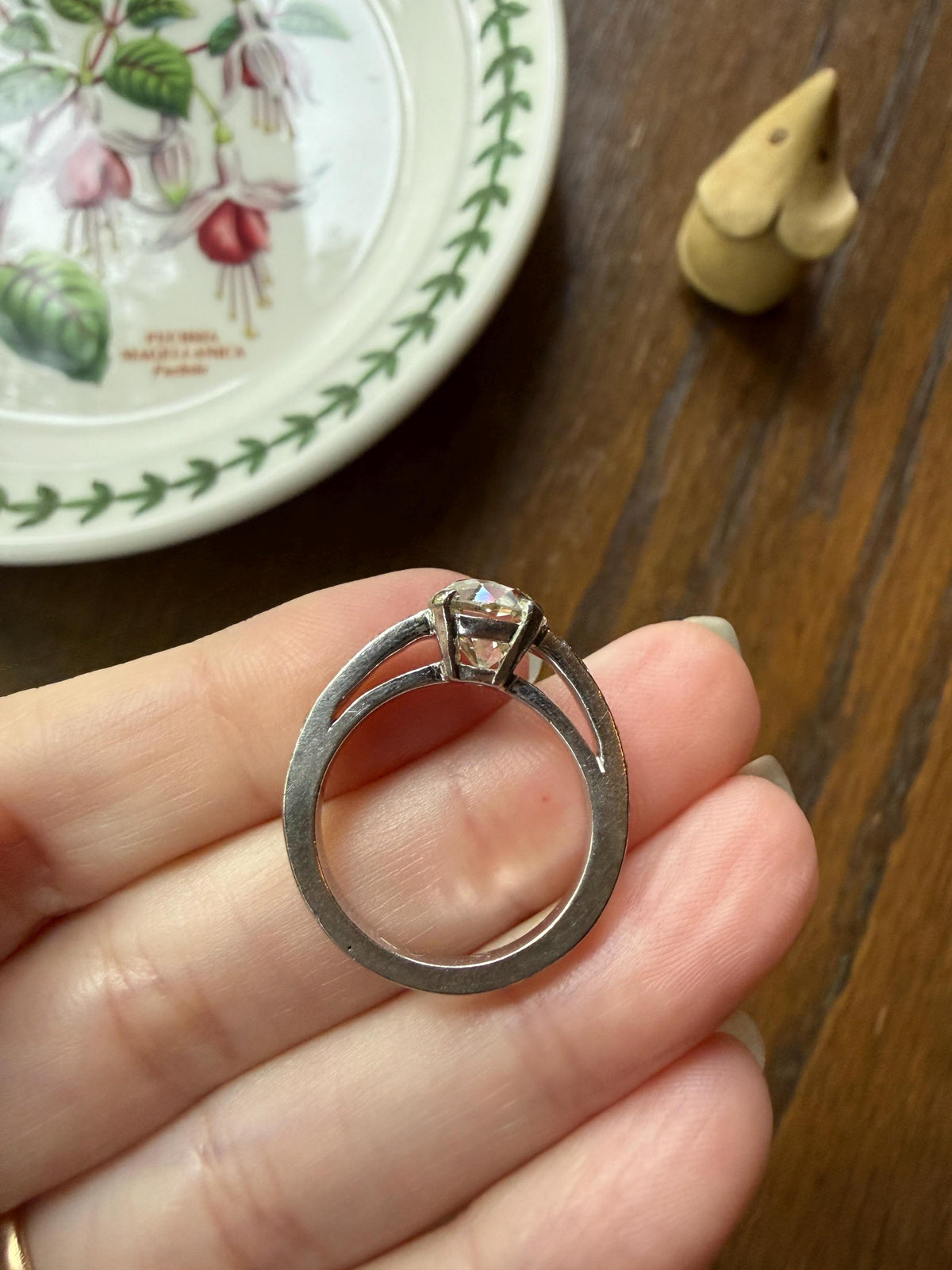 Original Vintage Eye Clean 2.25 Carat Natural Old Mine Cut DiAMOND Solitaire Ring French 18k White GOLD Engagement Art Deco 2.75Ctw