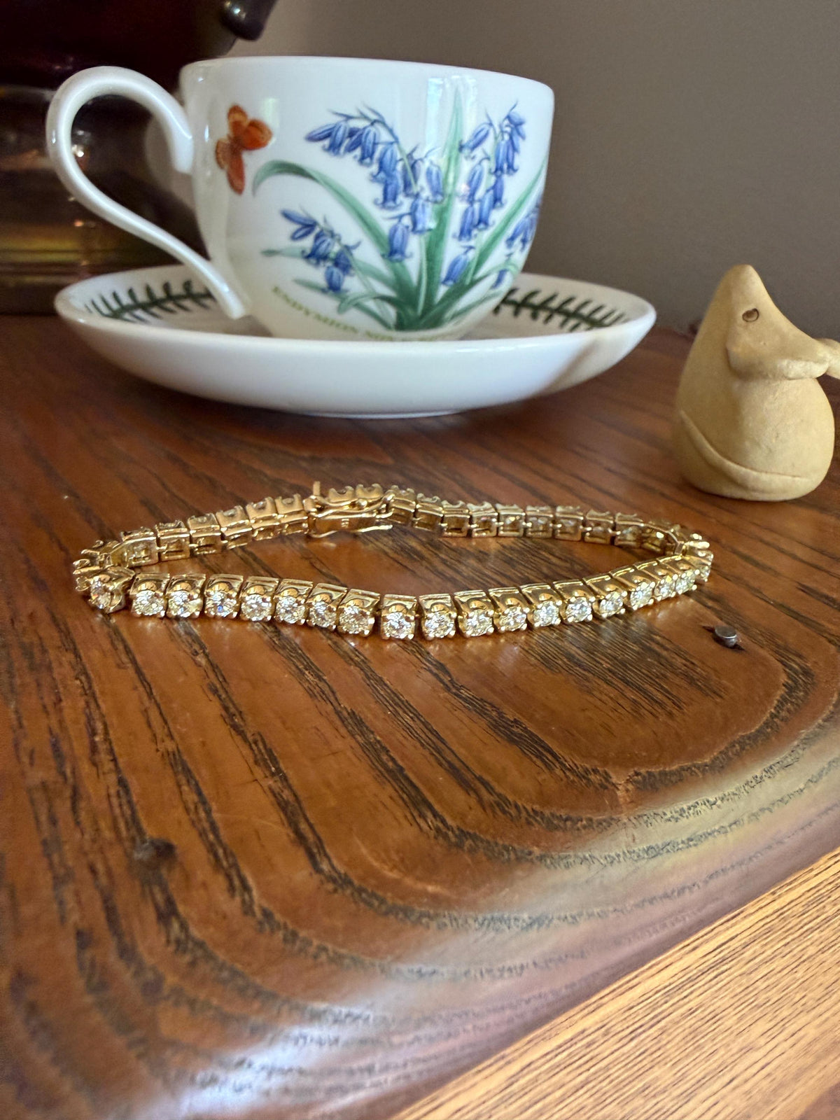 Vintage 7 CARATS Natural DIAMOND Tennis Bracelet Line Eternity 20.7g 14k Yellow Gold Solid 40 Older Brilliant Cut Stones Riviere 7Ctw