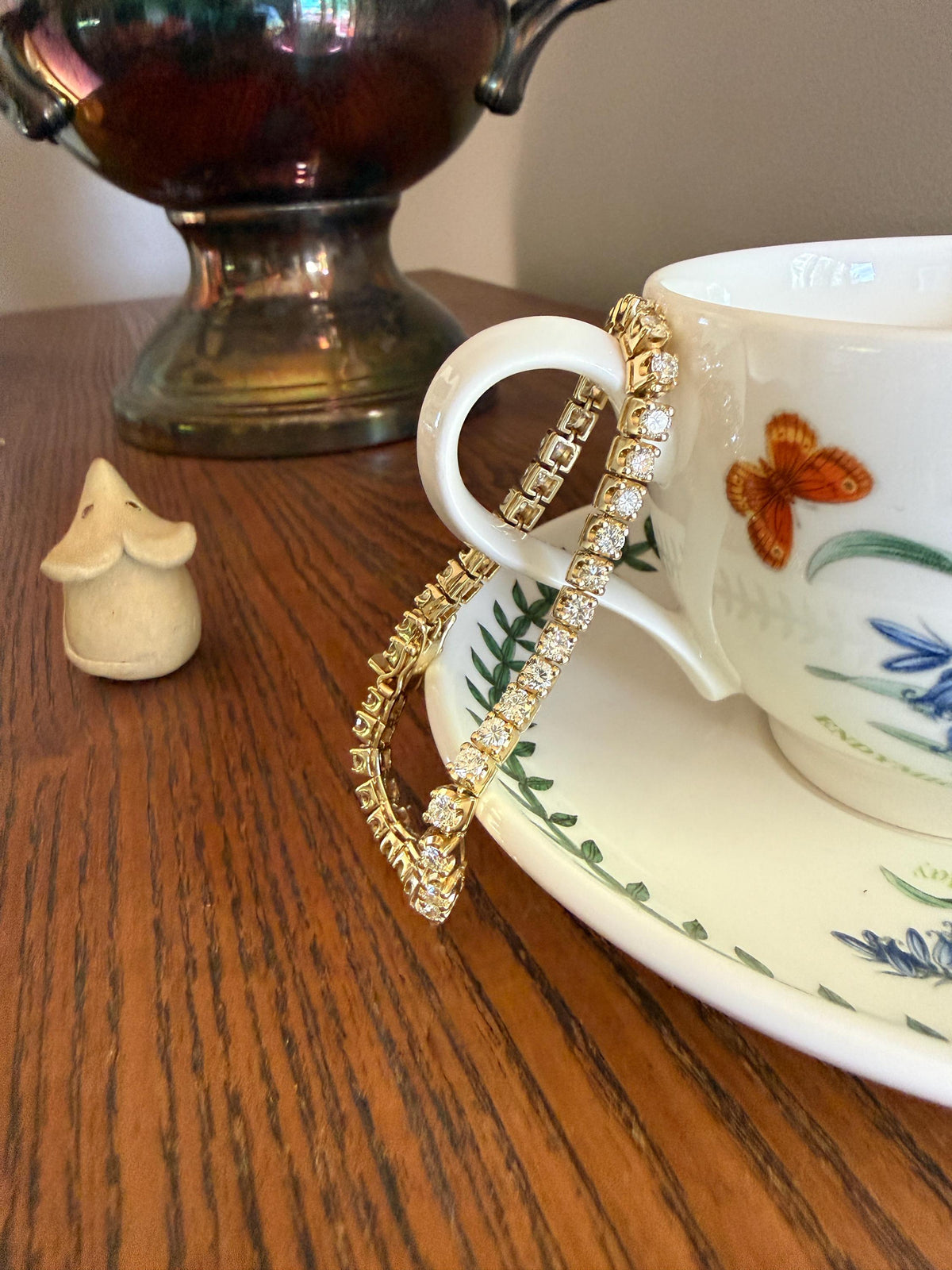 Vintage 7 CARATS Natural DIAMOND Tennis Bracelet Line Eternity 20.7g 14k Yellow Gold Solid 40 Older Brilliant Cut Stones Riviere 7Ctw