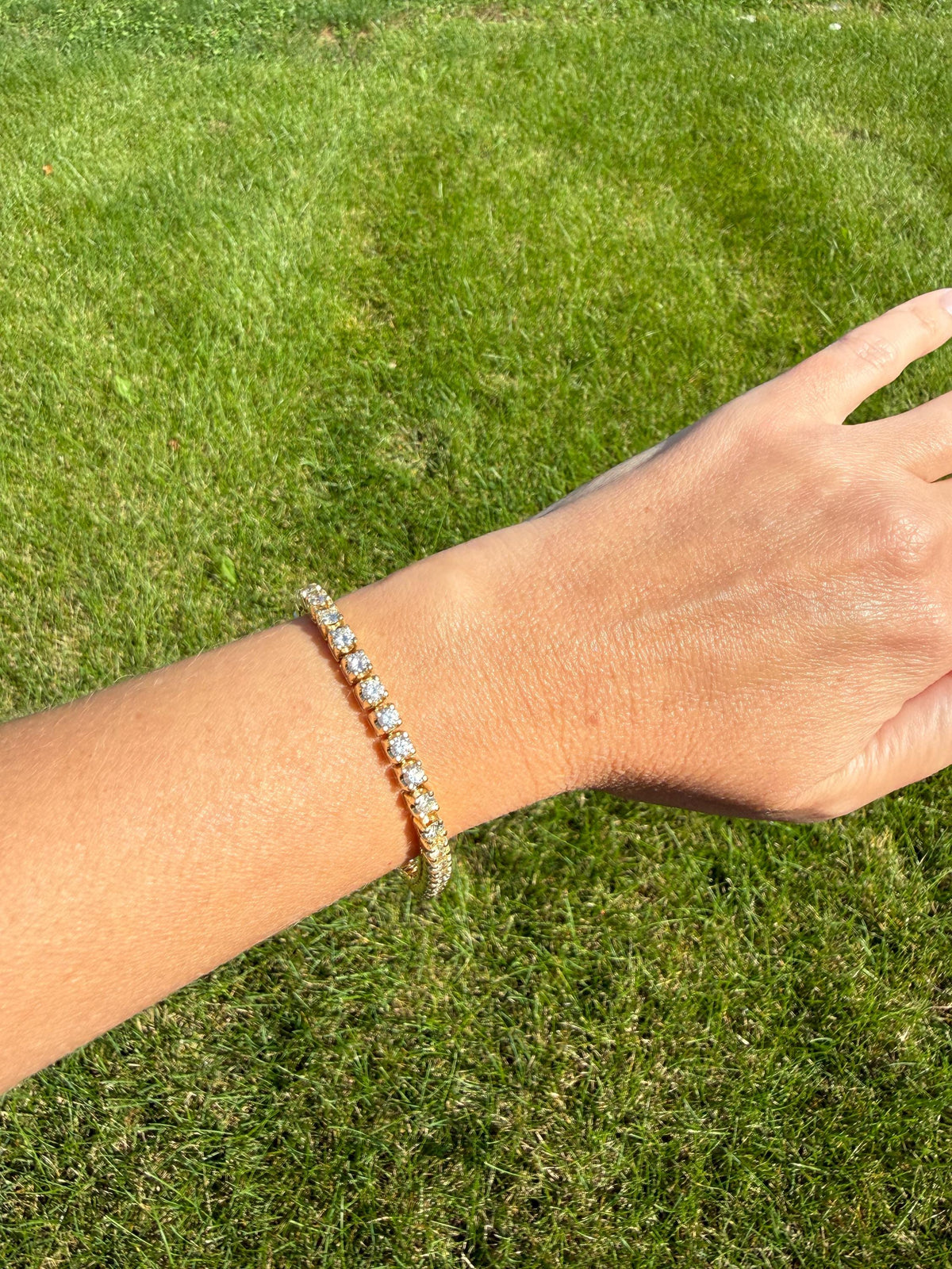 Vintage 7 CARATS Natural DIAMOND Tennis Bracelet Line Eternity 20.7g 14k Yellow Gold Solid 40 Older Brilliant Cut Stones Riviere 7Ctw