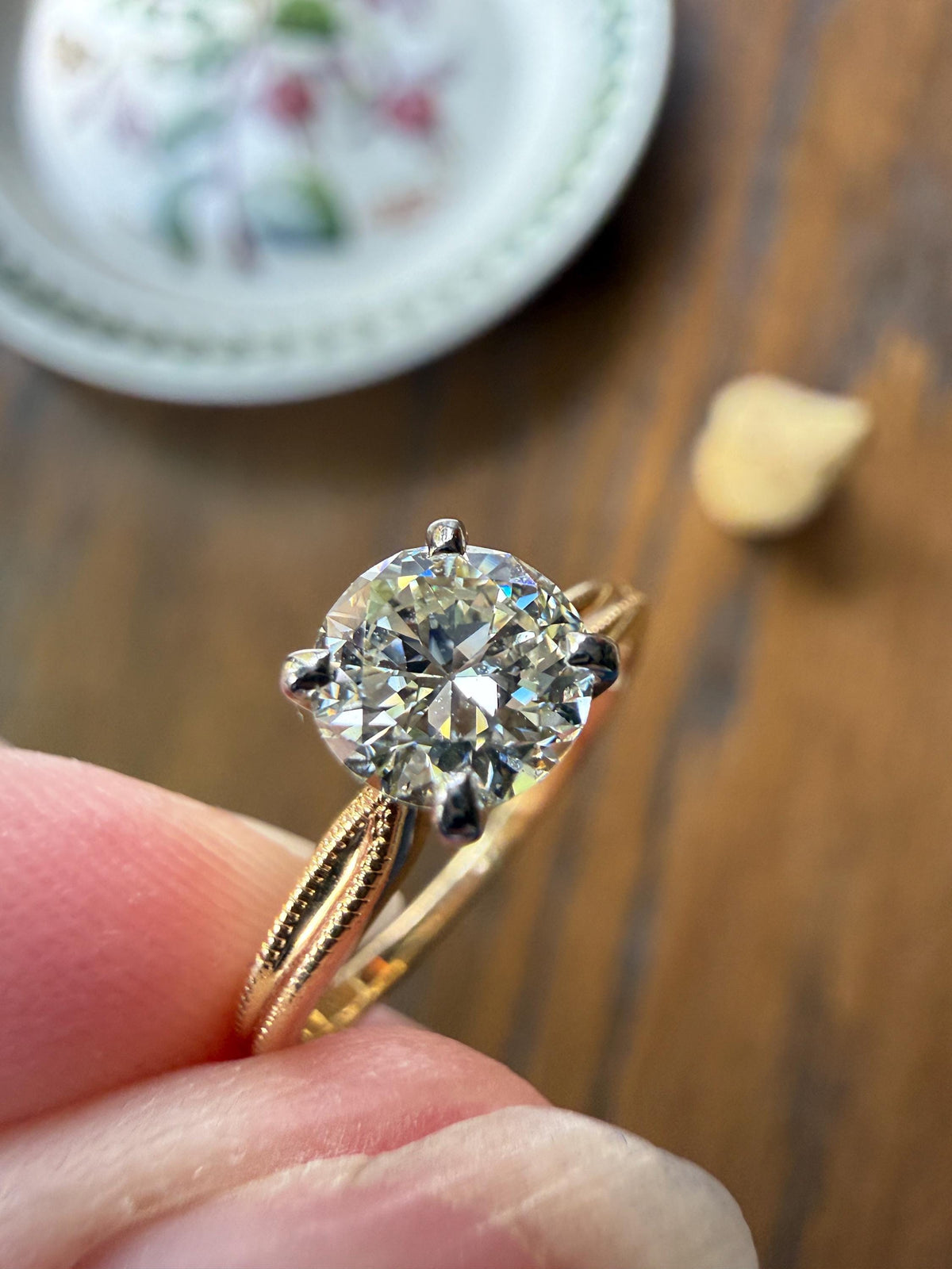 Older Vintage .85 Carat Natural Old European Cut DIAMOND Solitaire Engagement Ring Stacker 18k Yellow Gold Wedding Something Old Art Deco