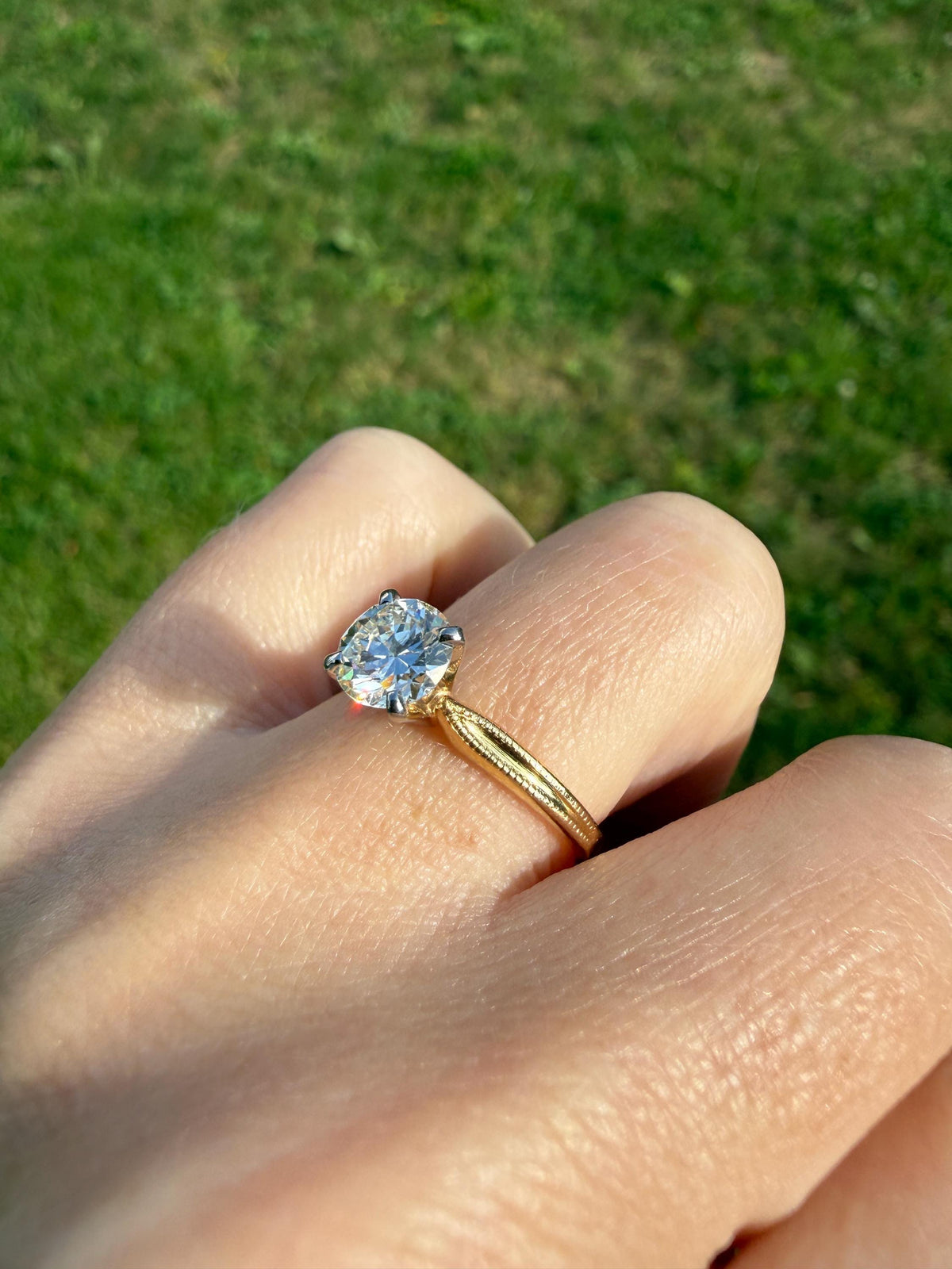 Older Vintage .85 Carat Natural Old European Cut DIAMOND Solitaire Engagement Ring Stacker 18k Yellow Gold Wedding Something Old Art Deco