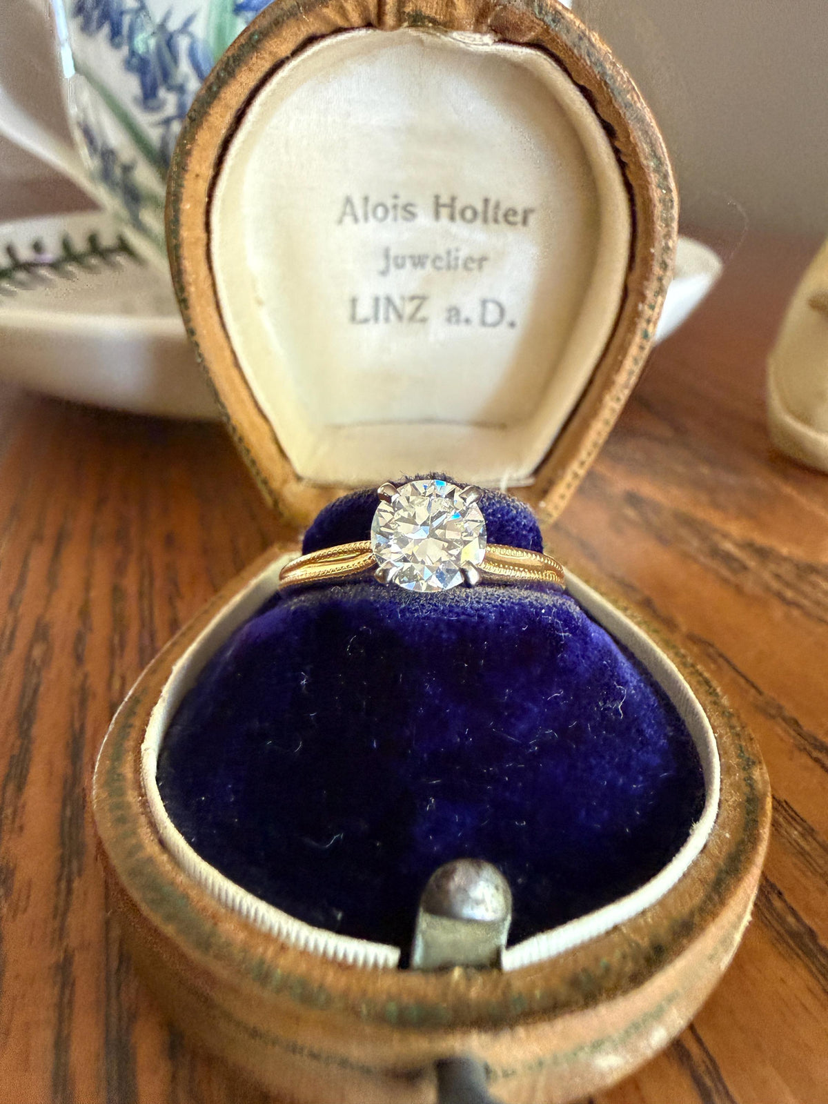 Older Vintage .85 Carat Natural Old European Cut DIAMOND Solitaire Engagement Ring Stacker 18k Yellow Gold Wedding Something Old Art Deco