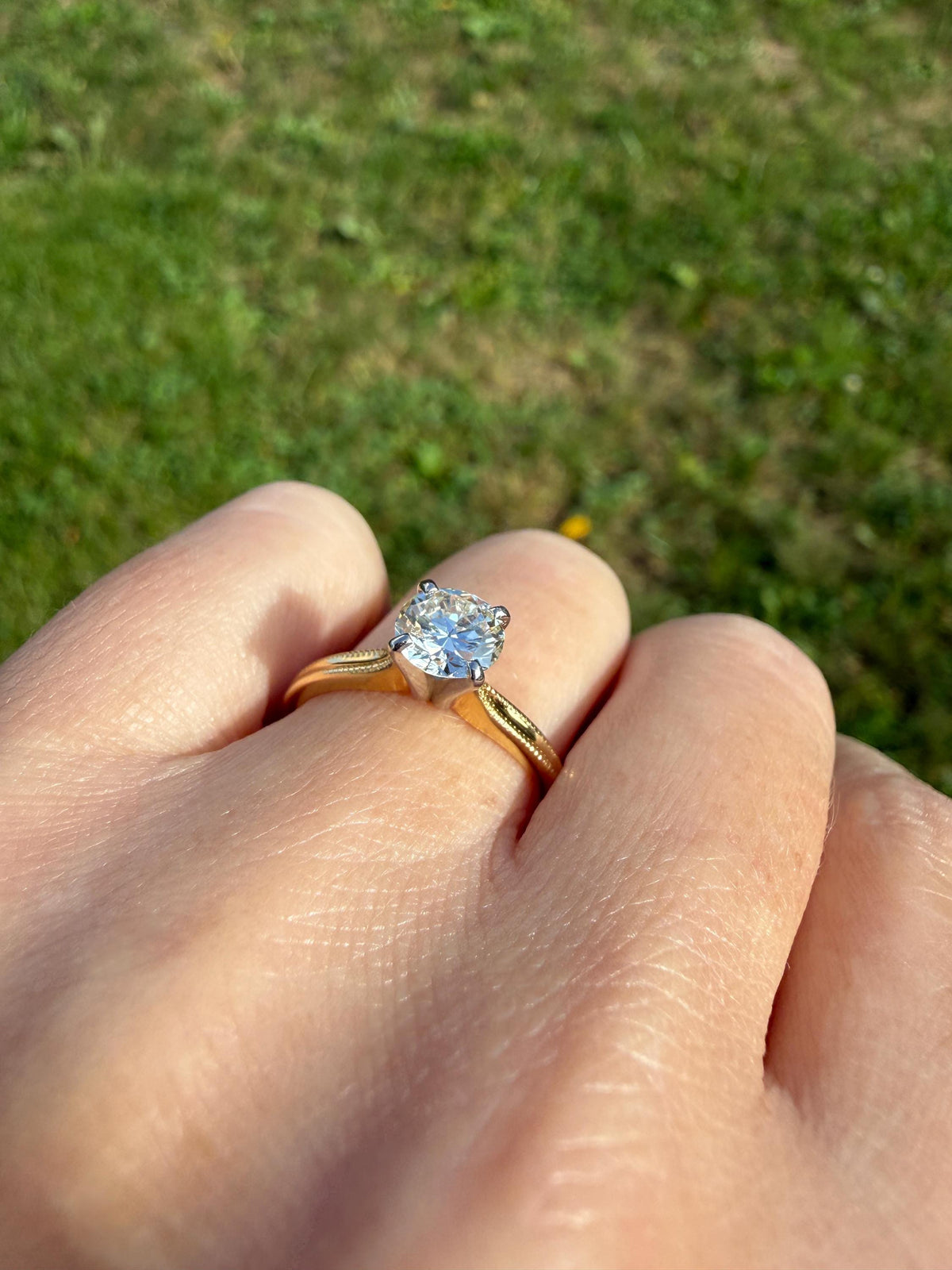 Older Vintage .85 Carat Natural Old European Cut DIAMOND Solitaire Engagement Ring Stacker 18k Yellow Gold Wedding Something Old Art Deco