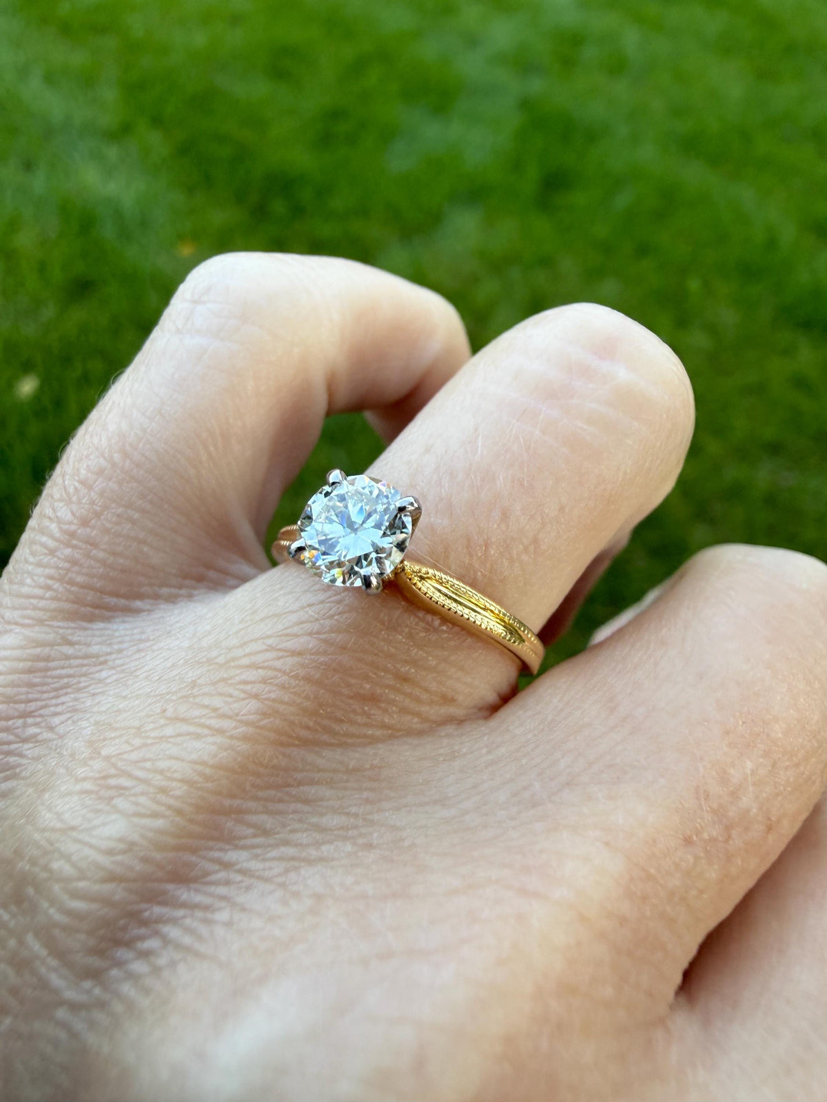 Older Vintage .85 Carat Natural Old European Cut DIAMOND Solitaire Engagement Ring Stacker 18k Yellow Gold Wedding Something Old Art Deco