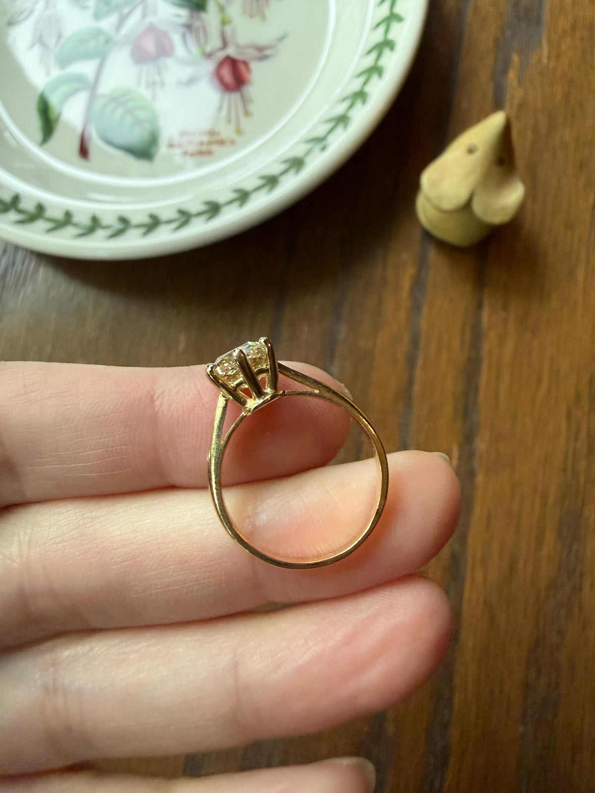 Fancy Brownish Yellow Eye Clean 1.52 Carat Cushion Cut DIAMOND Ring w/ CERT. French Vintage Solitaire 18k Gold Engagement Paris Find
