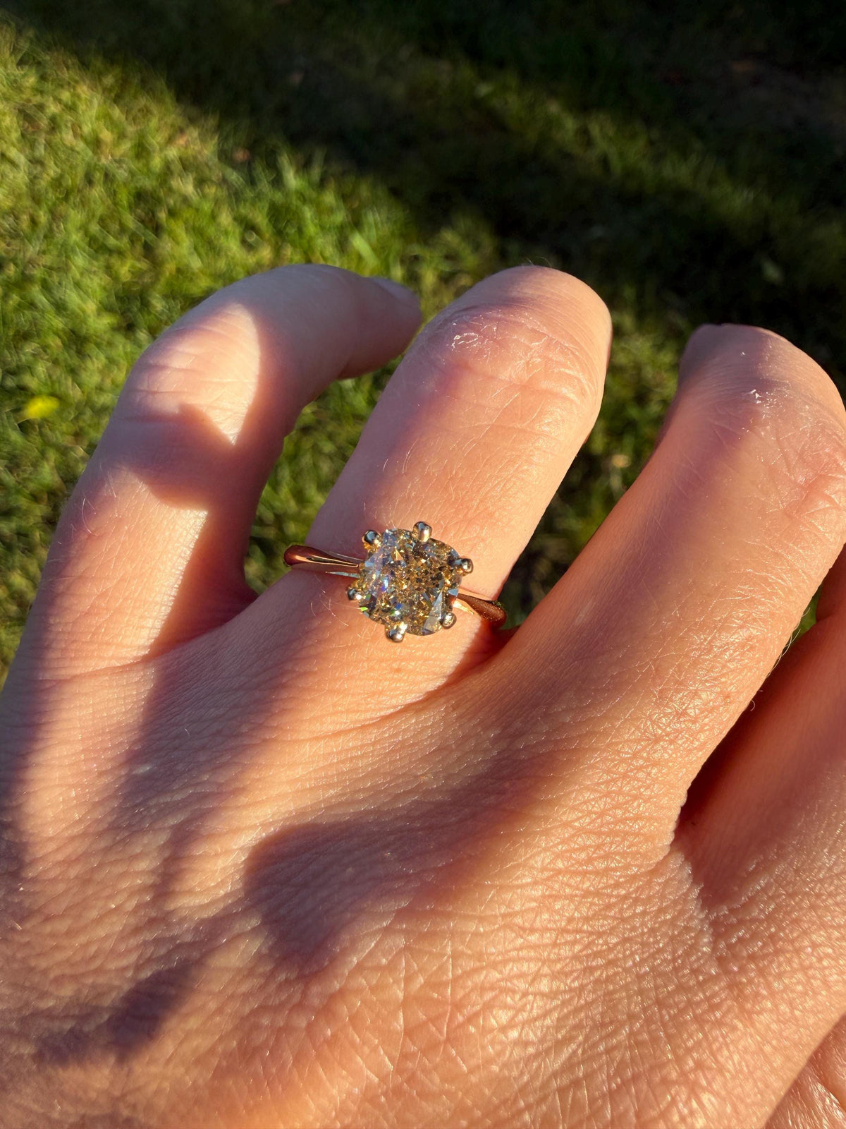 Fancy Brownish Yellow Eye Clean 1.52 Carat Cushion Cut DIAMOND Ring w/ CERT. French Vintage Solitaire 18k Gold Engagement Paris Find