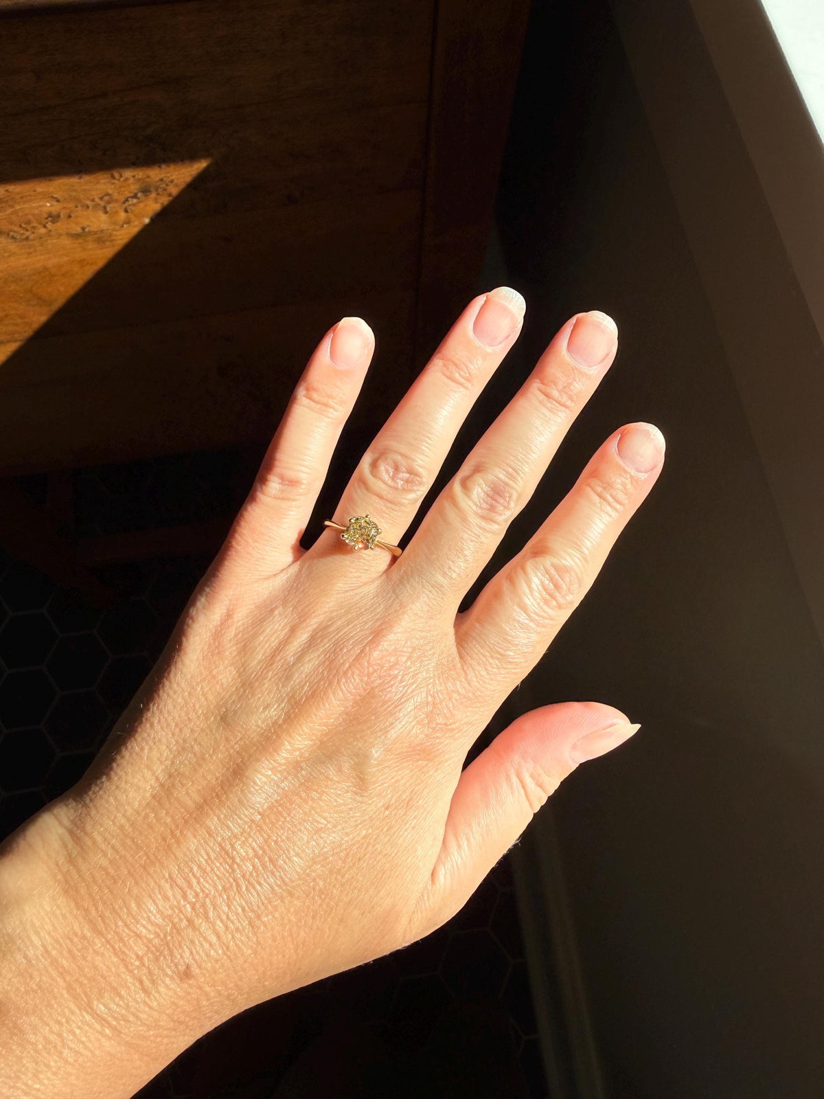 Fancy Brownish Yellow Eye Clean 1.52 Carat Cushion Cut DIAMOND Ring w/ CERT. French Vintage Solitaire 18k Gold Engagement Paris Find