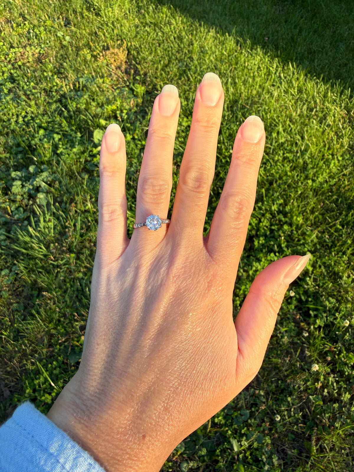 Antique Art Deco One Carat + Natural Old European Cut DIAMOND Solitaire Engagement Ring Old Mine Stacker 18k White Gold Wedding