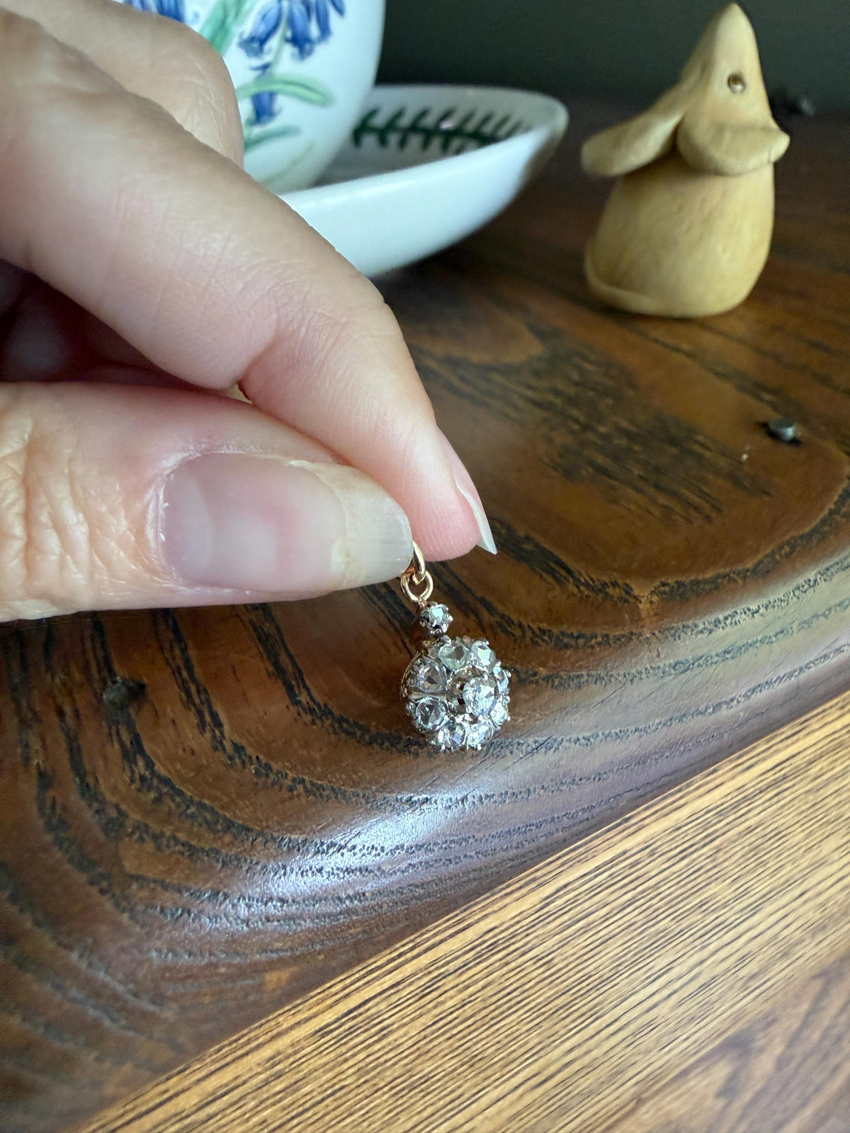 Daisy Cluster Pendant Dainty Natural Rose Cut DIAMOND Antique Victorian 18k Gold Platinum Pendant Necklace Bracelet Charm Floral