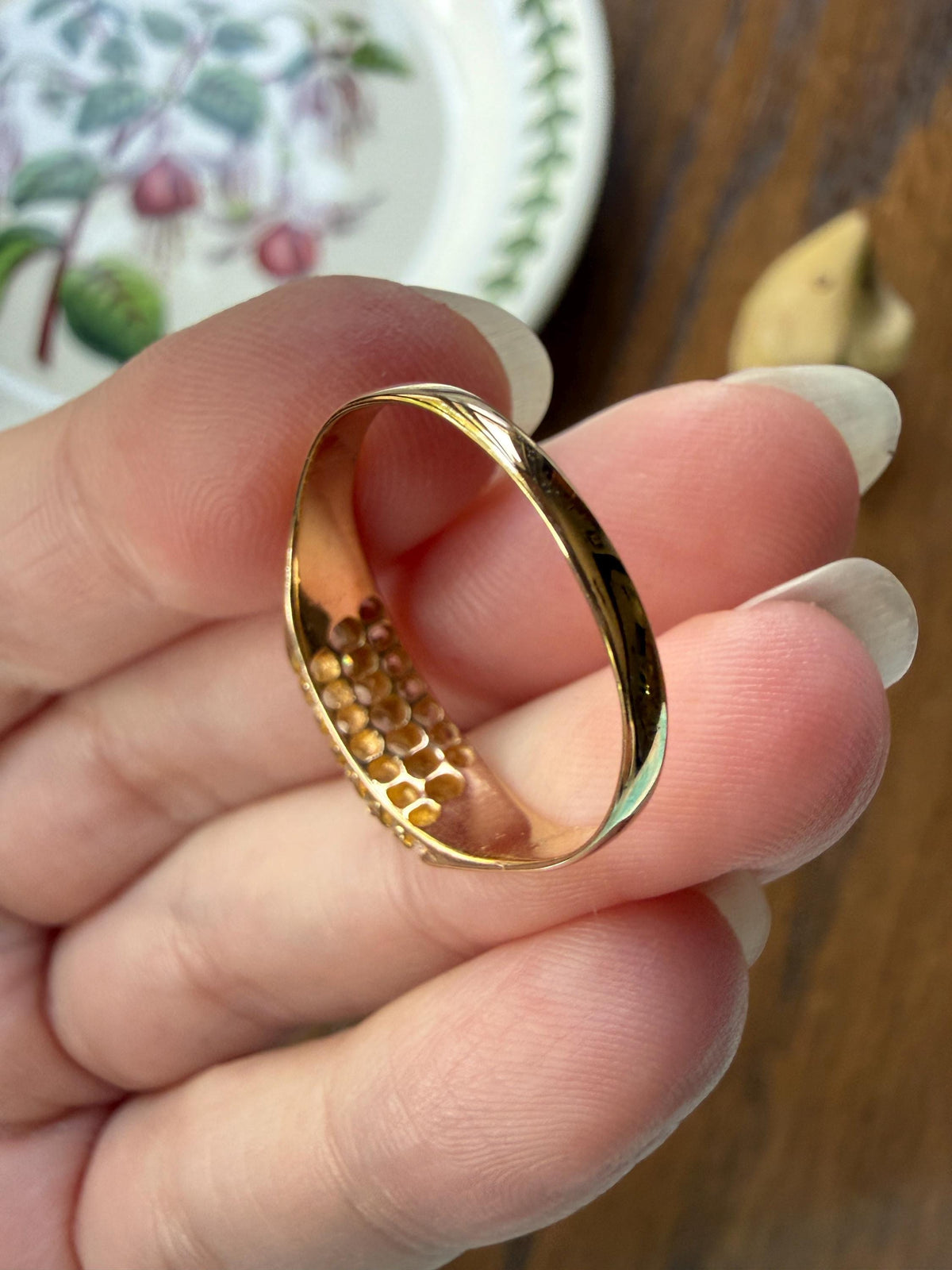 Antique 21 Natural Old Rose Cut DIAMONDS Angled GRID Triple Row Cobblestone 18k Gold Ring Stacker Pave Encrusted Wide Band Sparkle