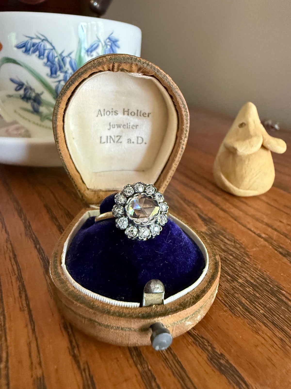 Antique Old Mine & Eye Clean Rose Cut Diamond Daisy Cluster Ring 18k Silver French Edwardian Disco Ball Halo Scalloped Stacker
