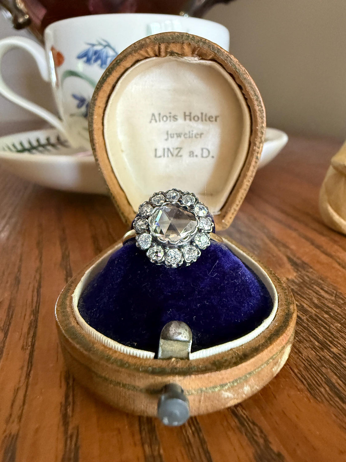 Antique Old Mine & Eye Clean Rose Cut Diamond Daisy Cluster Ring 18k Silver French Edwardian Disco Ball Halo Scalloped Stacker