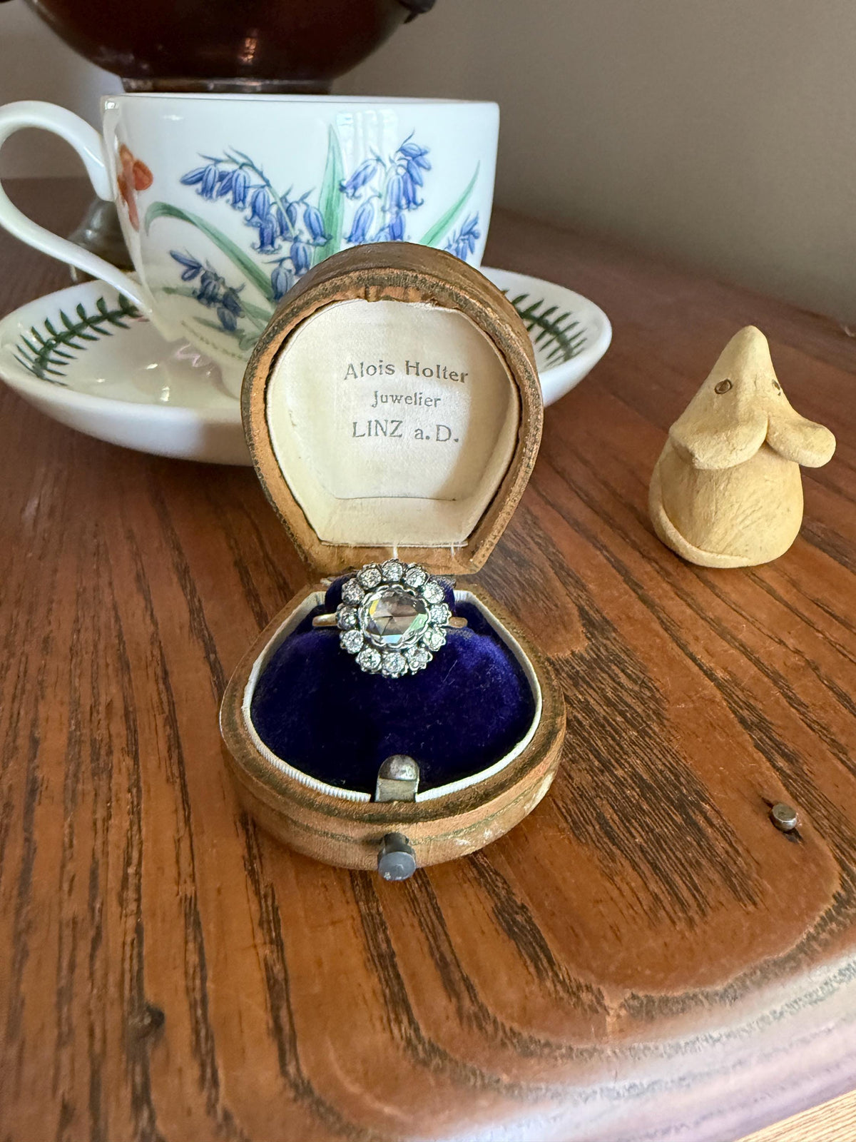 Antique Old Mine & Eye Clean Rose Cut Diamond Daisy Cluster Ring 18k Silver French Edwardian Disco Ball Halo Scalloped Stacker