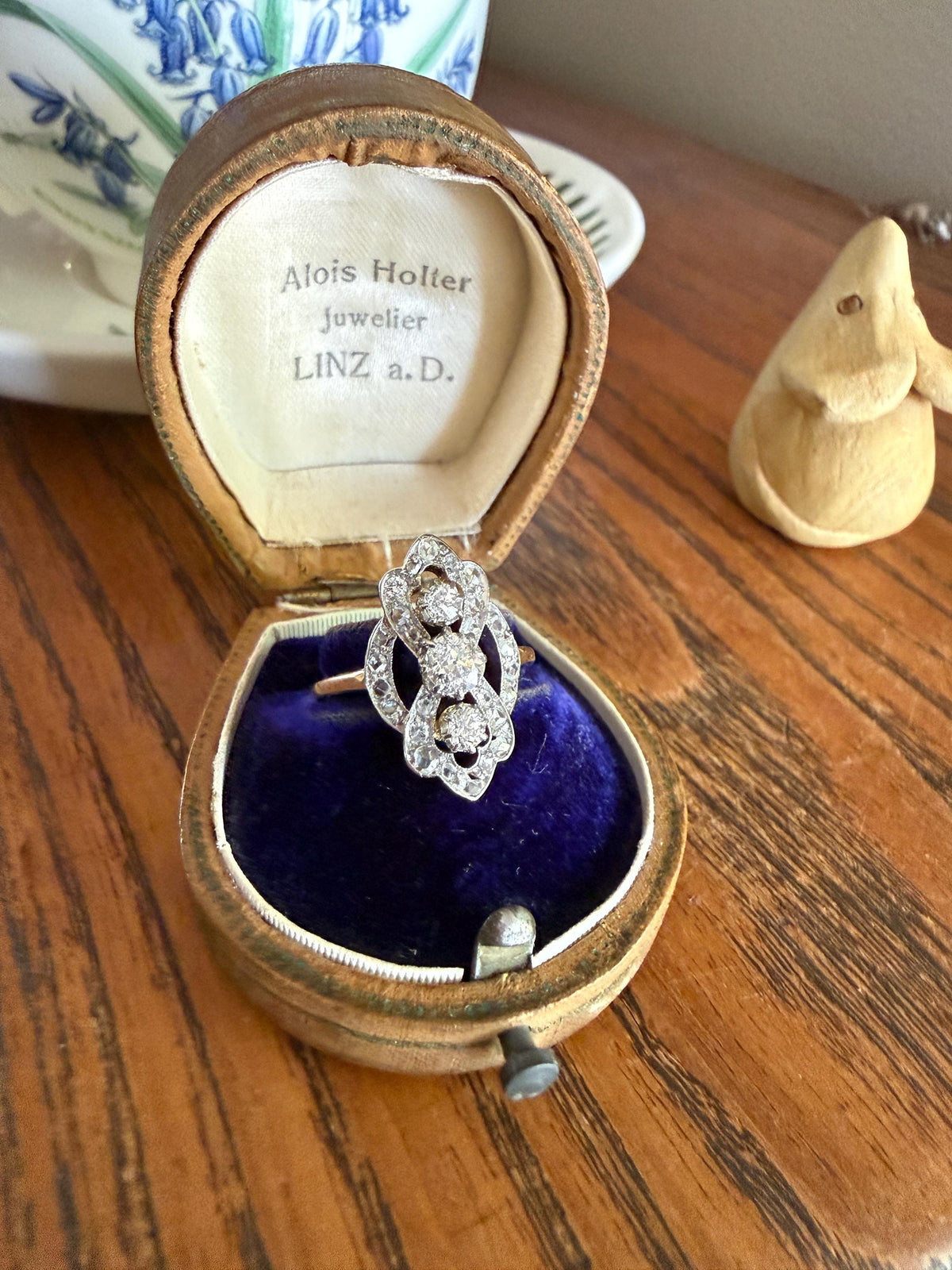 French Antique Belle Epoque Scrolled Shield Ring 1.3 Carats Natural Old Mine Rose Cut Diamond Ornate Art Nouveau 18k Gold Victorian