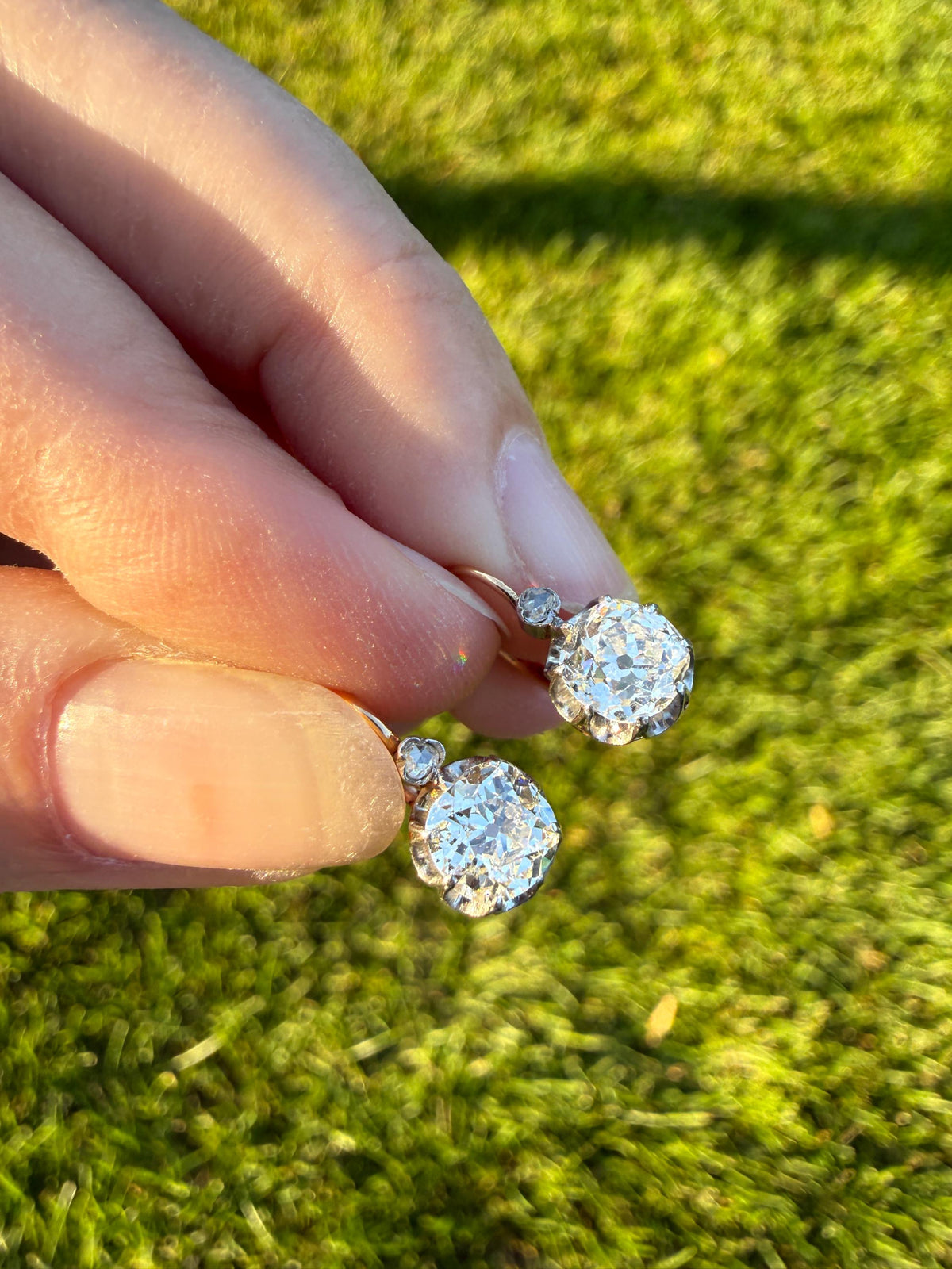 BOXED Original Antique 1.75 Carat Tdw Old Mine Cut Diamond Earrings 18k Gold Platinum French Victorian Dangle Dormeuse Gift Belle Epoque