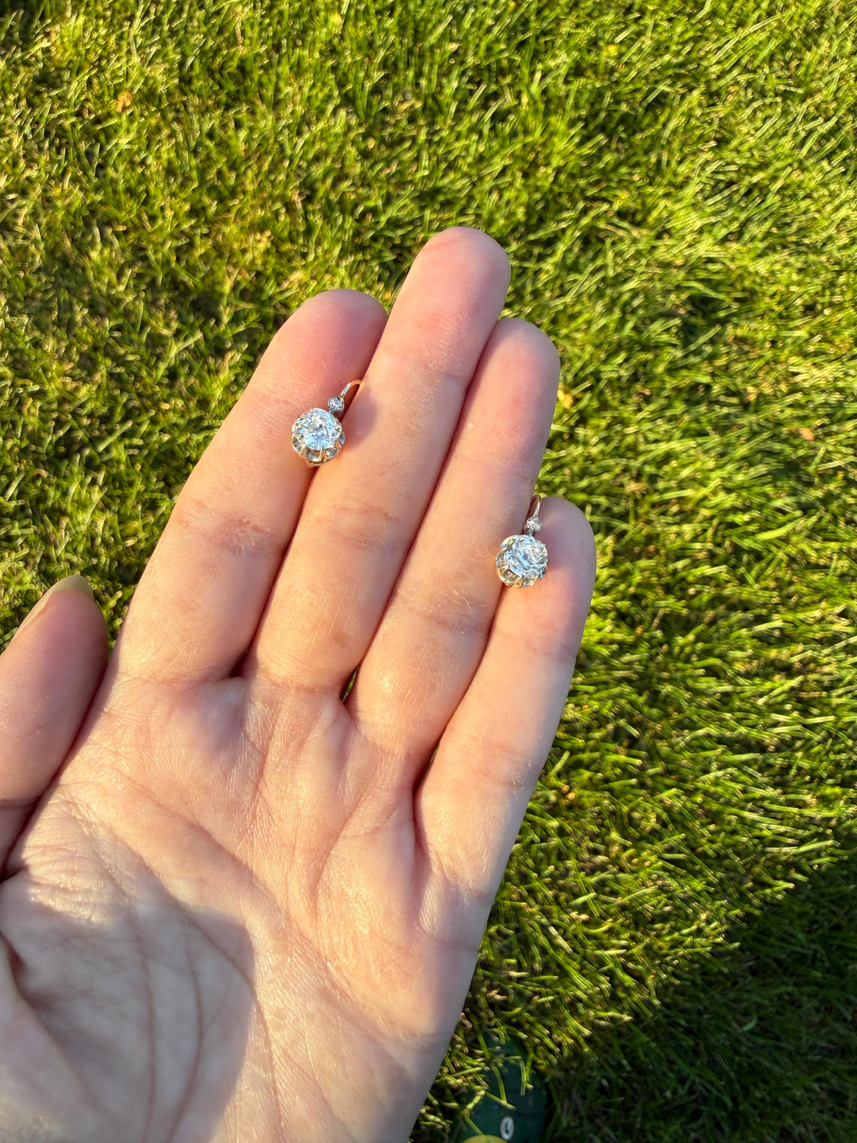 BOXED Original Antique 1.75 Carat Tdw Old Mine Cut Diamond Earrings 18k Gold Platinum French Victorian Dangle Dormeuse Gift Belle Epoque