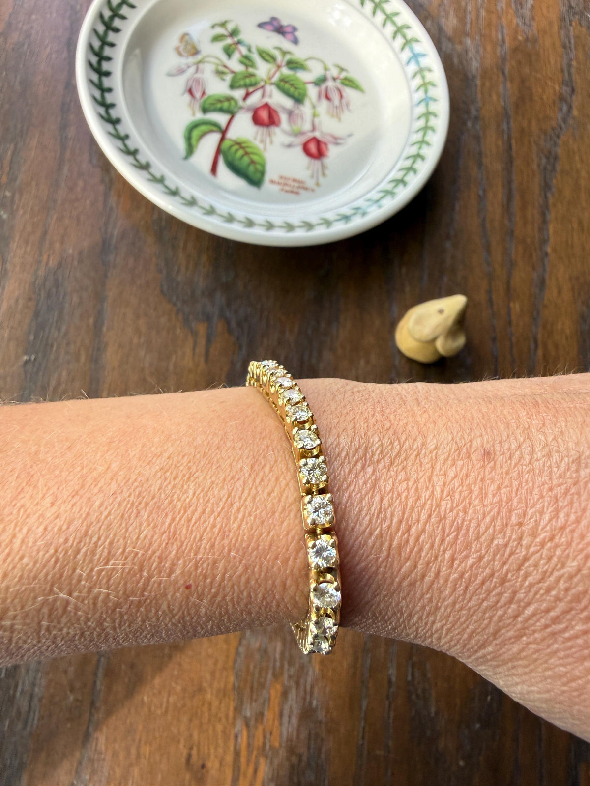 Vintage 7 CARATS Natural DIAMOND Tennis Bracelet Line Eternity 20.7g 14k Yellow Gold Solid 40 Older Brilliant Cut Stones Riviere 7Ctw