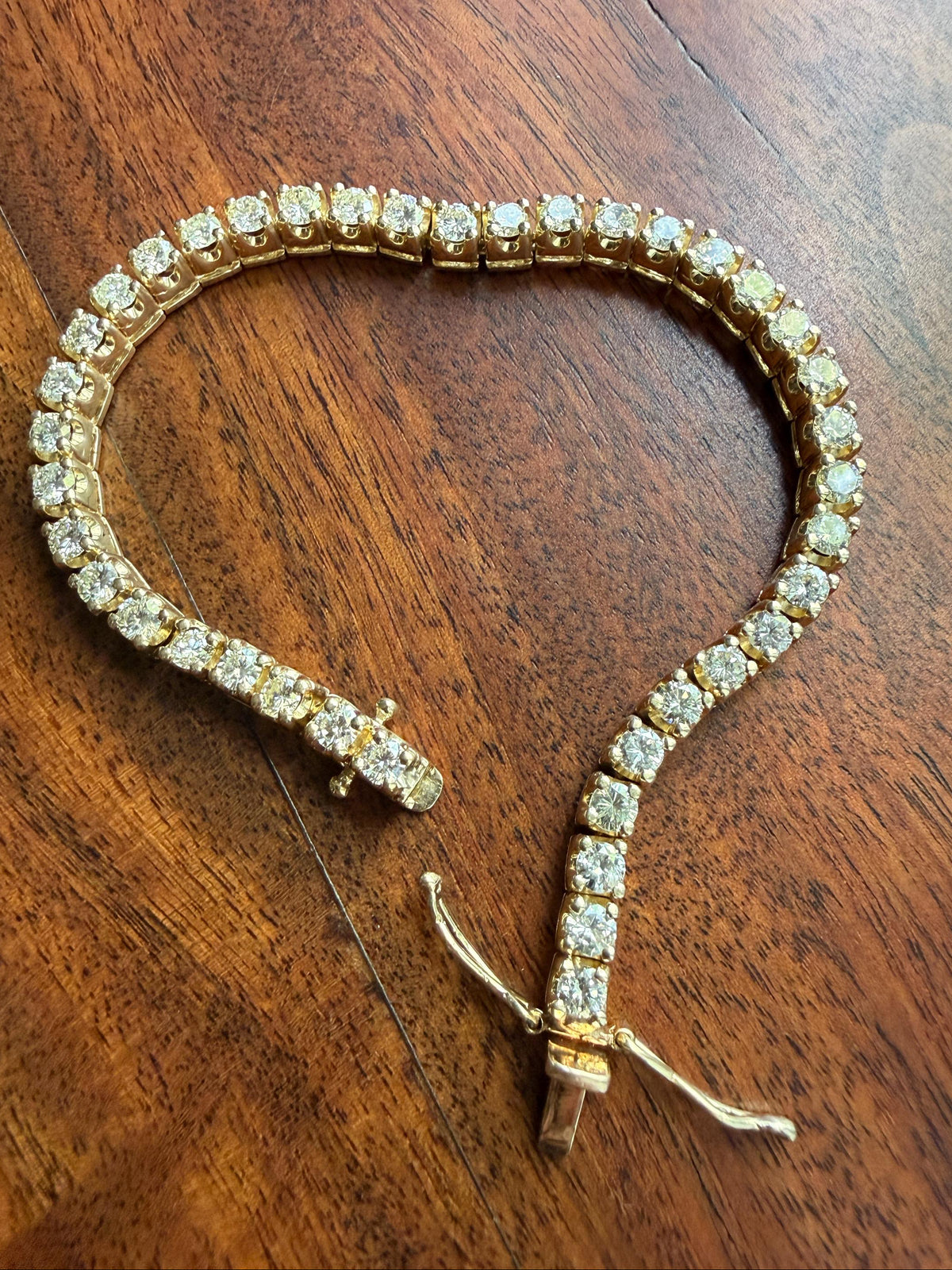 Vintage 7 CARATS Natural DIAMOND Tennis Bracelet Line Eternity 20.7g 14k Yellow Gold Solid 40 Older Brilliant Cut Stones Riviere 7Ctw
