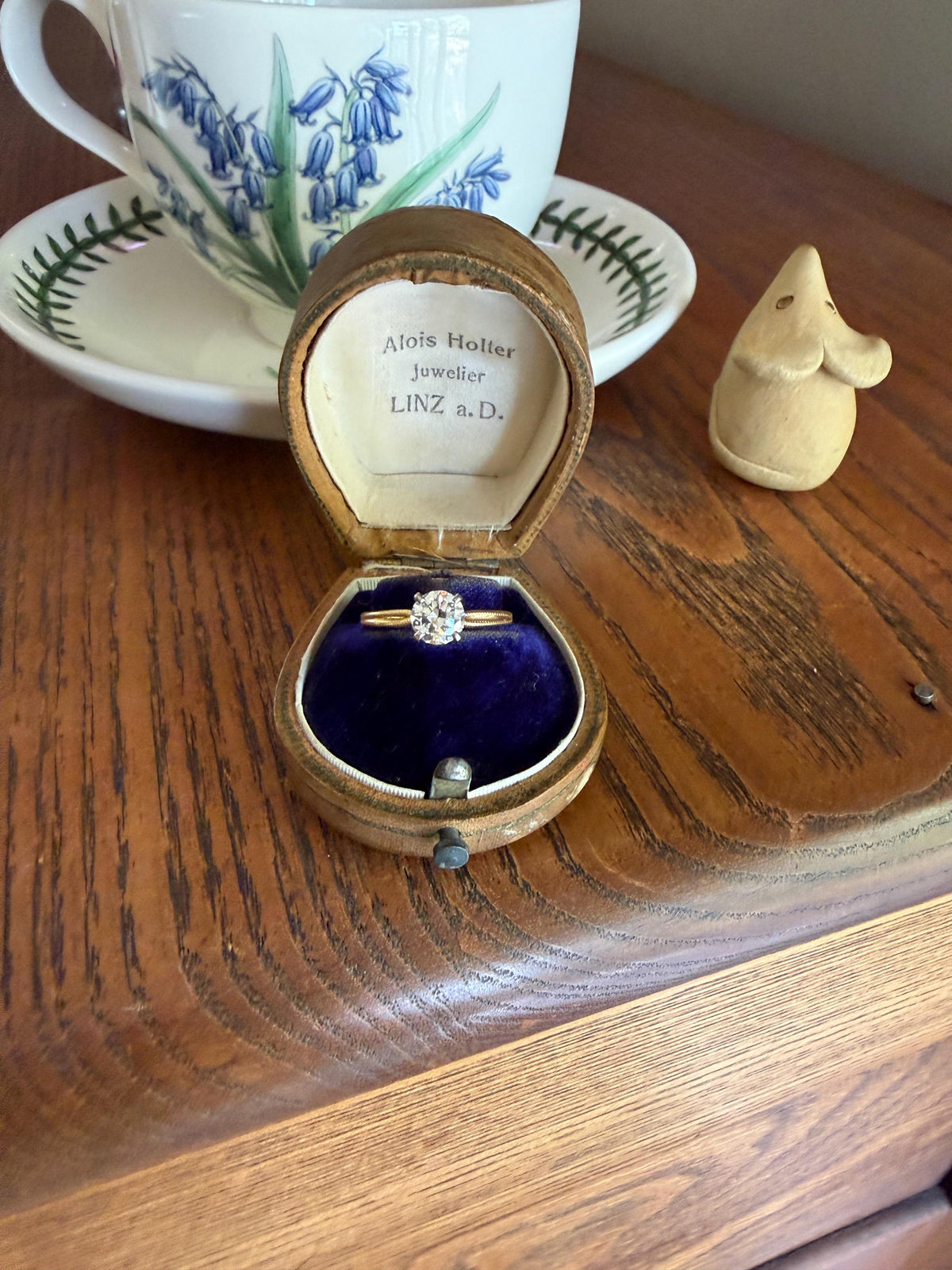 Older Vintage .85 Carat Natural Old European Cut DIAMOND Solitaire Engagement Ring Stacker 18k Yellow Gold Wedding Something Old Art Deco
