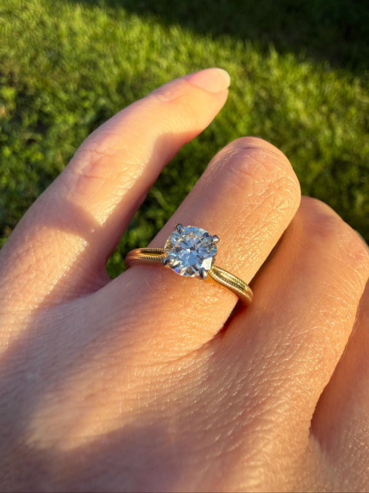 Older Vintage .85 Carat Natural Old European Cut DIAMOND Solitaire Engagement Ring Stacker 18k Yellow Gold Wedding Something Old Art Deco
