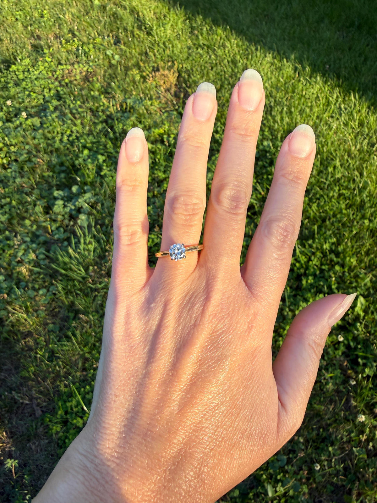 Older Vintage .85 Carat Natural Old European Cut DIAMOND Solitaire Engagement Ring Stacker 18k Yellow Gold Wedding Something Old Art Deco