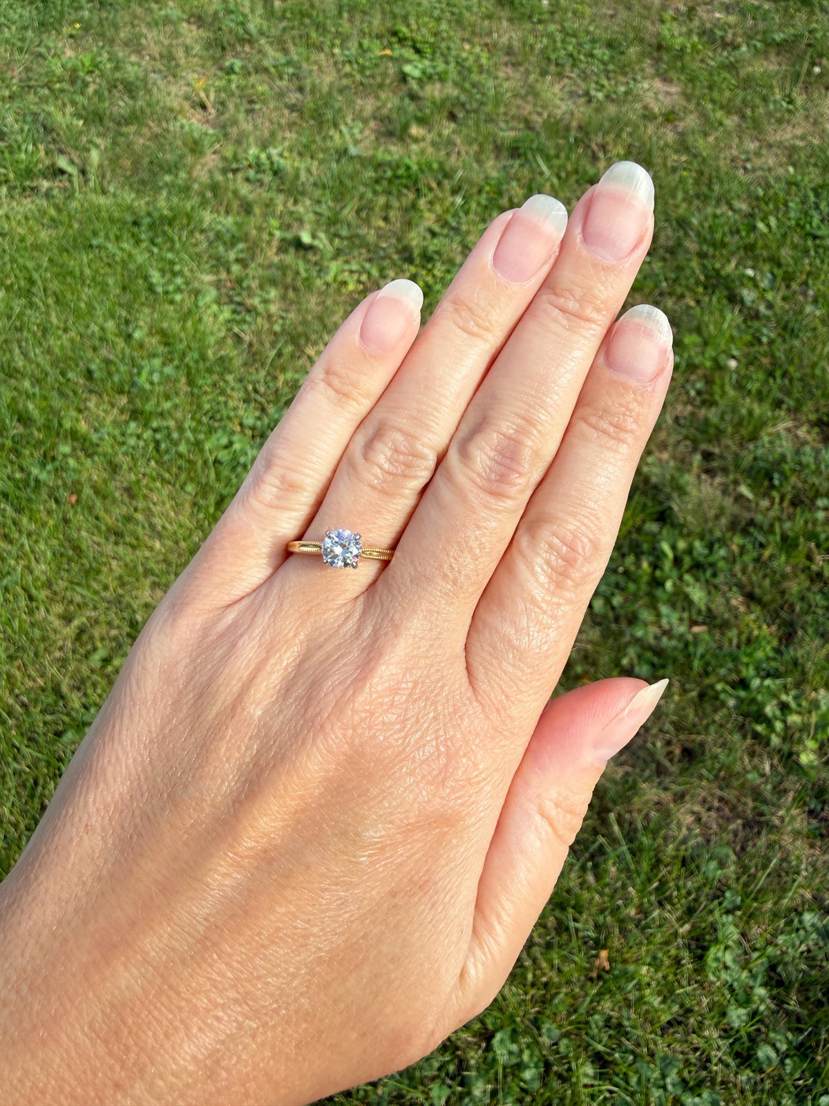 Older Vintage .85 Carat Natural Old European Cut DIAMOND Solitaire Engagement Ring Stacker 18k Yellow Gold Wedding Something Old Art Deco