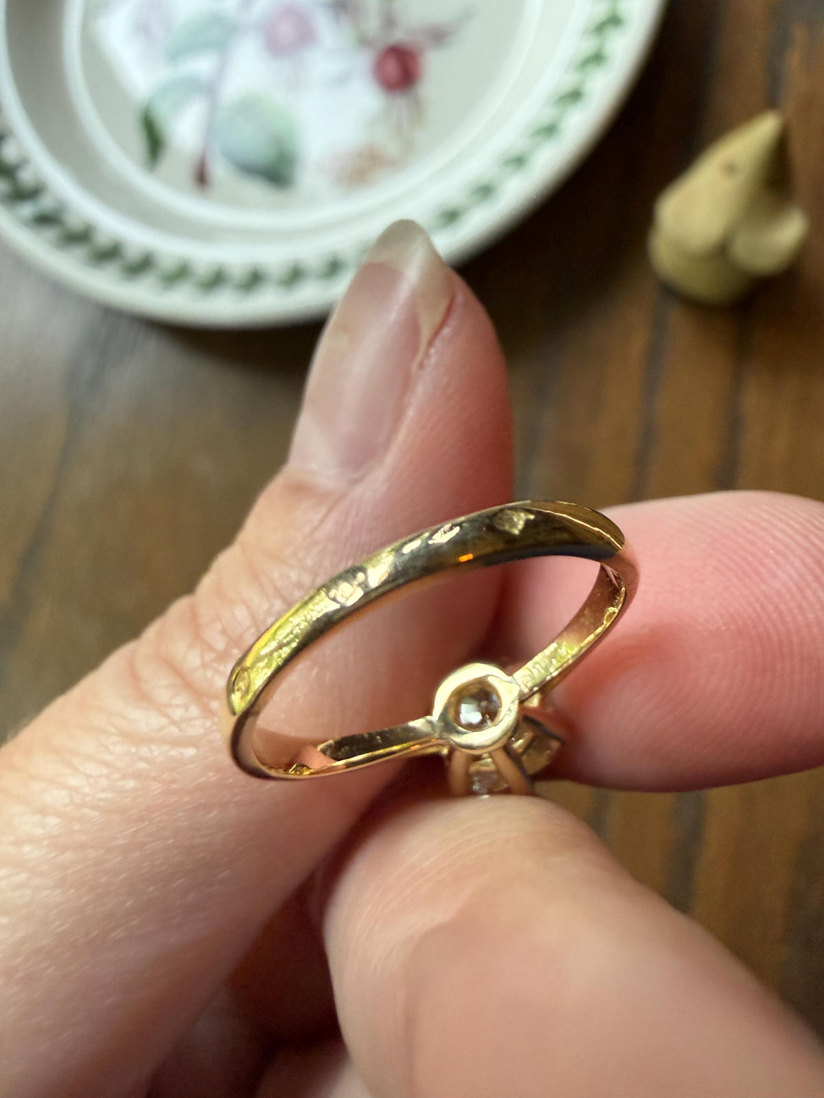 Fancy Brownish Yellow Eye Clean 1.52 Carat Cushion Cut DIAMOND Ring w/ CERT. French Vintage Solitaire 18k Gold Engagement Paris Find