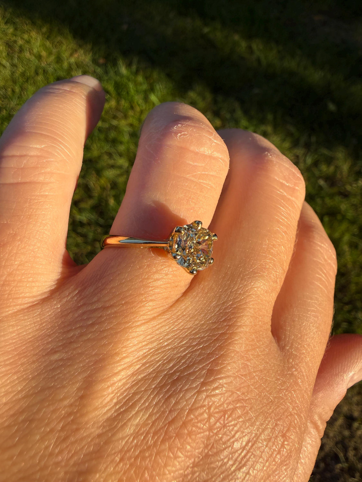 Fancy Brownish Yellow Eye Clean 1.52 Carat Cushion Cut DIAMOND Ring w/ CERT. French Vintage Solitaire 18k Gold Engagement Paris Find