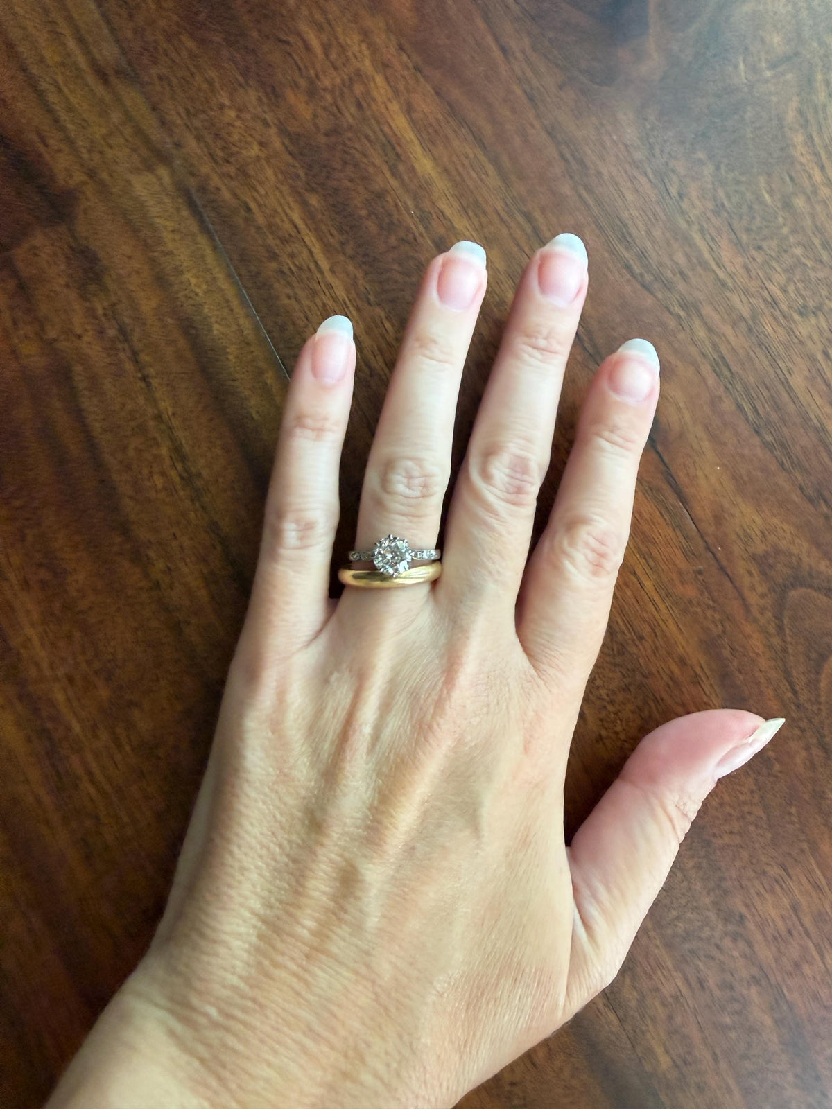 Antique Art Deco One Carat + Natural Old European Cut DIAMOND Solitaire Engagement Ring Old Mine Stacker 18k White Gold Wedding