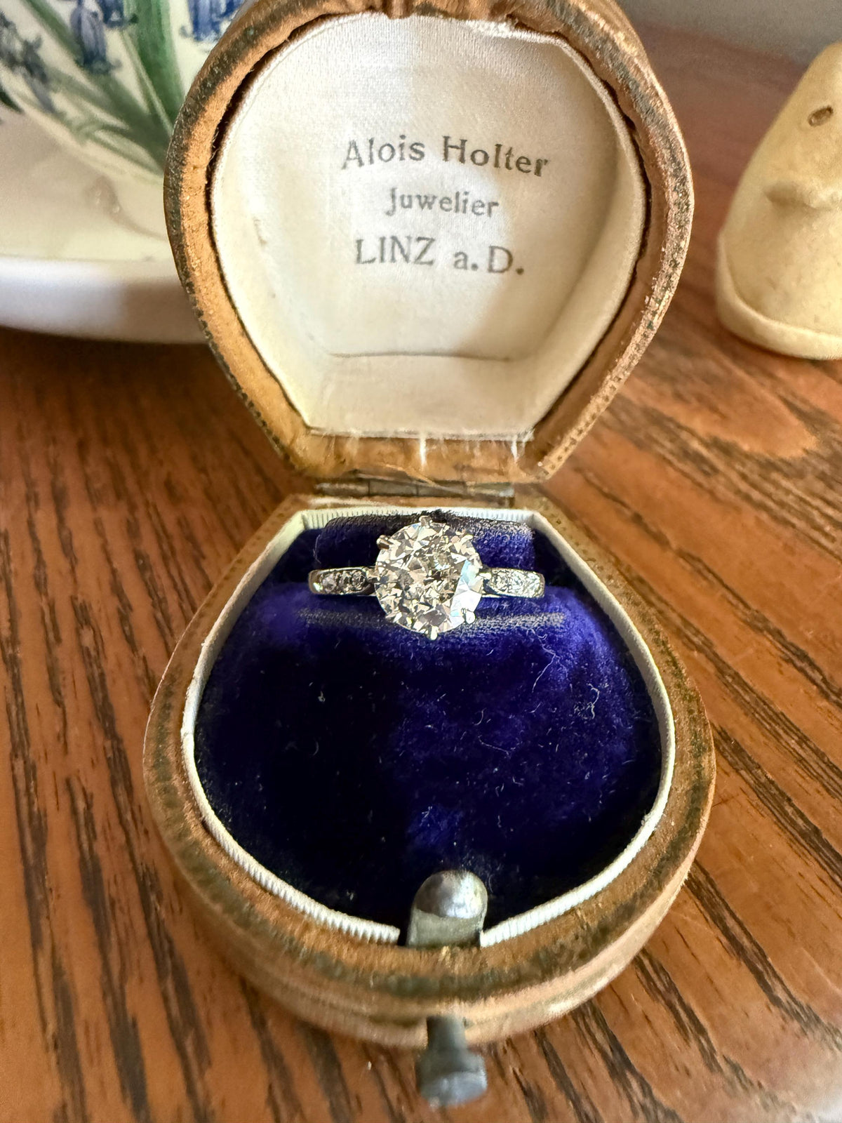 Antique Art Deco One Carat + Natural Old European Cut DIAMOND Solitaire Engagement Ring Old Mine Stacker 18k White Gold Wedding