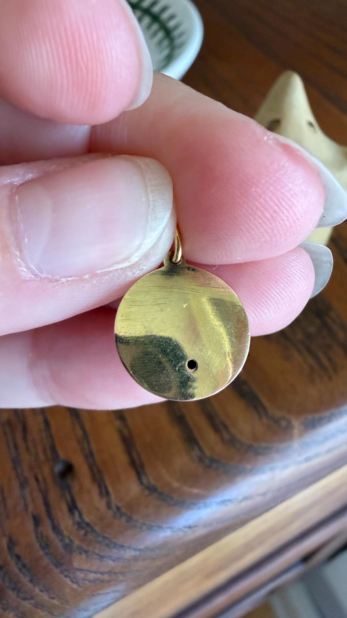 Antique Lucky Clover 14k Gold Solid Figural Green Enamel Pendant Charm Jugendstil Medallion Figural Good Luck Talisman #1