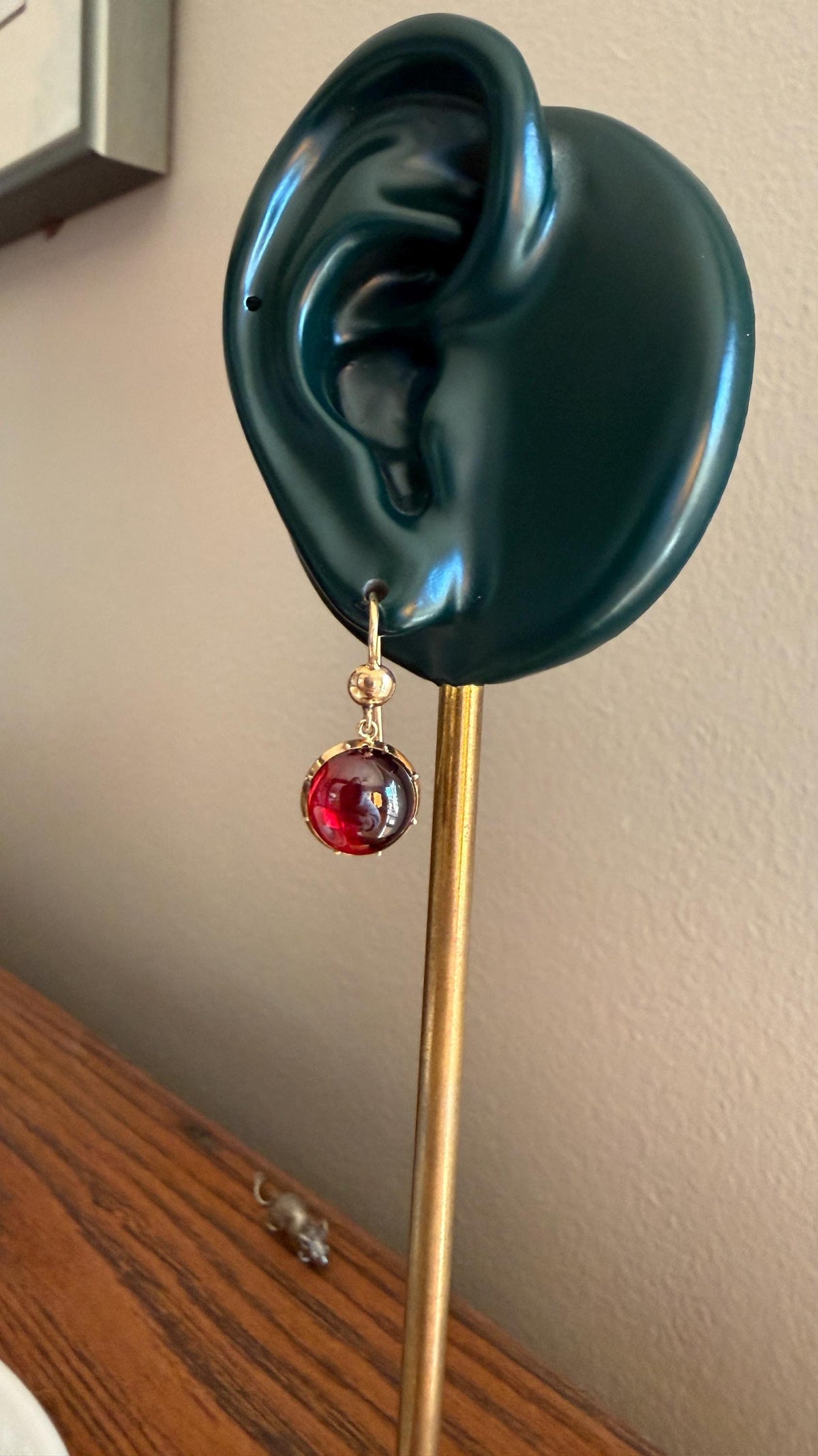 Antique Juicy GARNET Earrings French 18k Gold Collet Set Dangle Glowing Gumdrops Holiday Gift Crimson Berry Red Drops Georgian Victorian