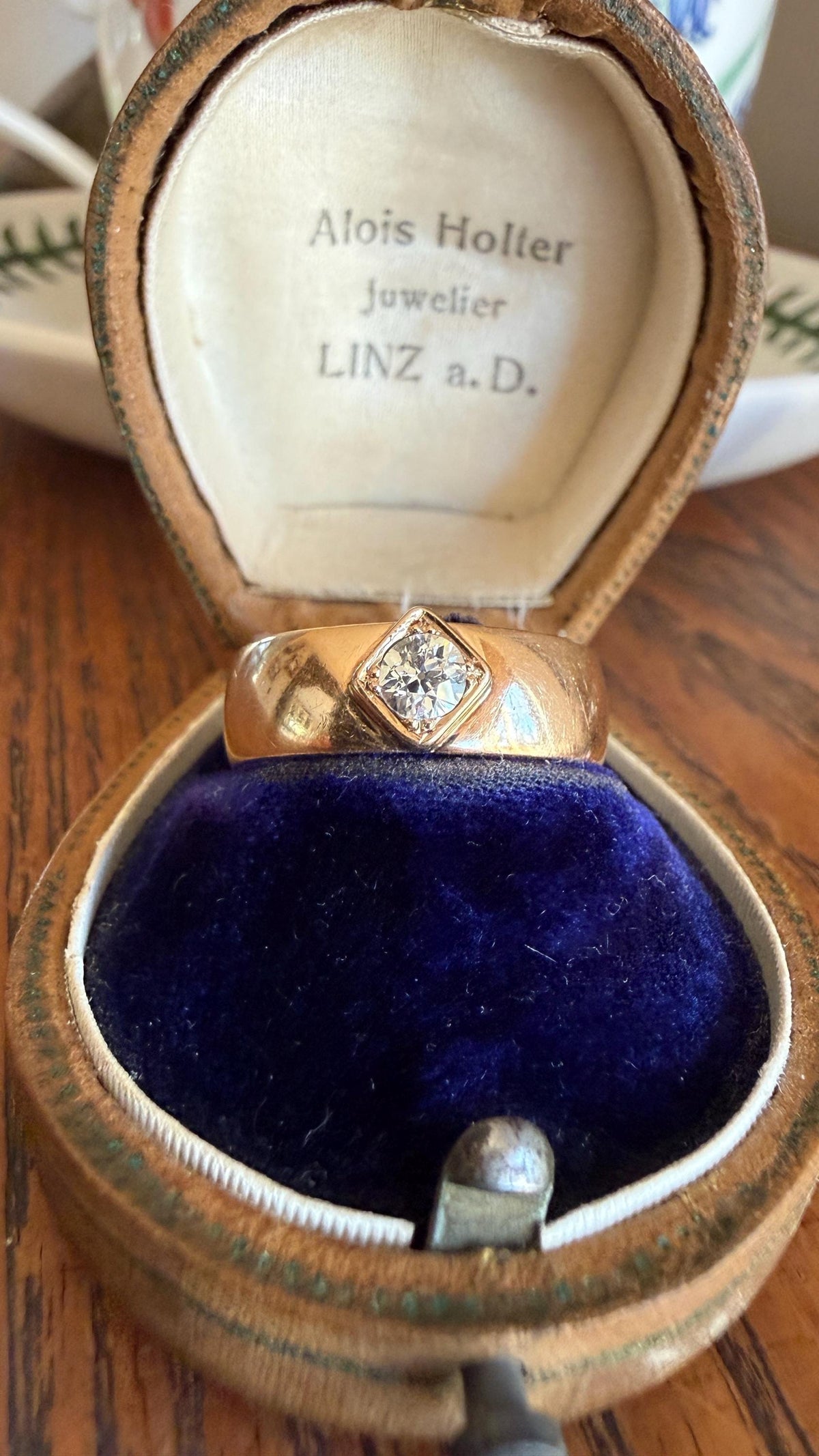 Vintage Eye Clean Natural Old Mine Cut DIAMOND Wide Band Ring 14k Gold Solid Square Bezel Unisex Stacker