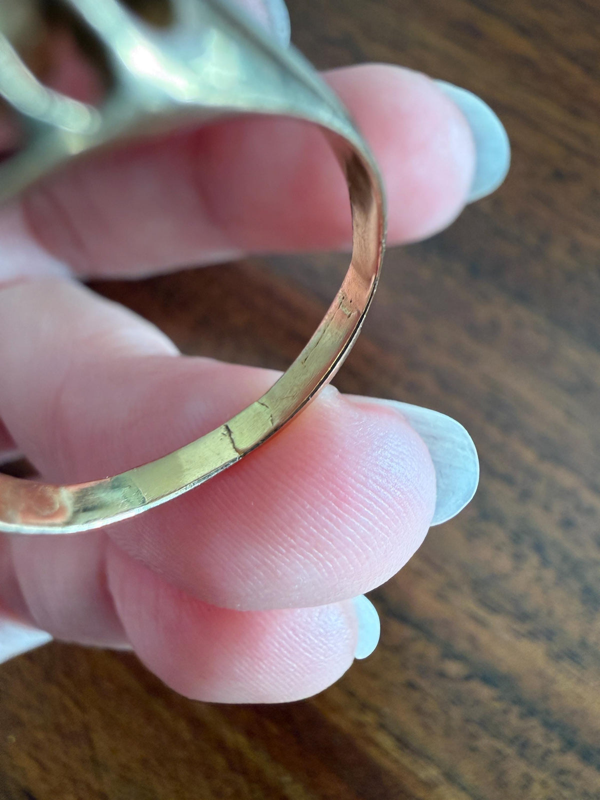 Antique Natural Rose Cut DIAMOND Open Back Ring 18k Gold 1+ Carat Face Up Eye Clean Spready Freeform Triangle Belcher Gypsy Buttercup Band