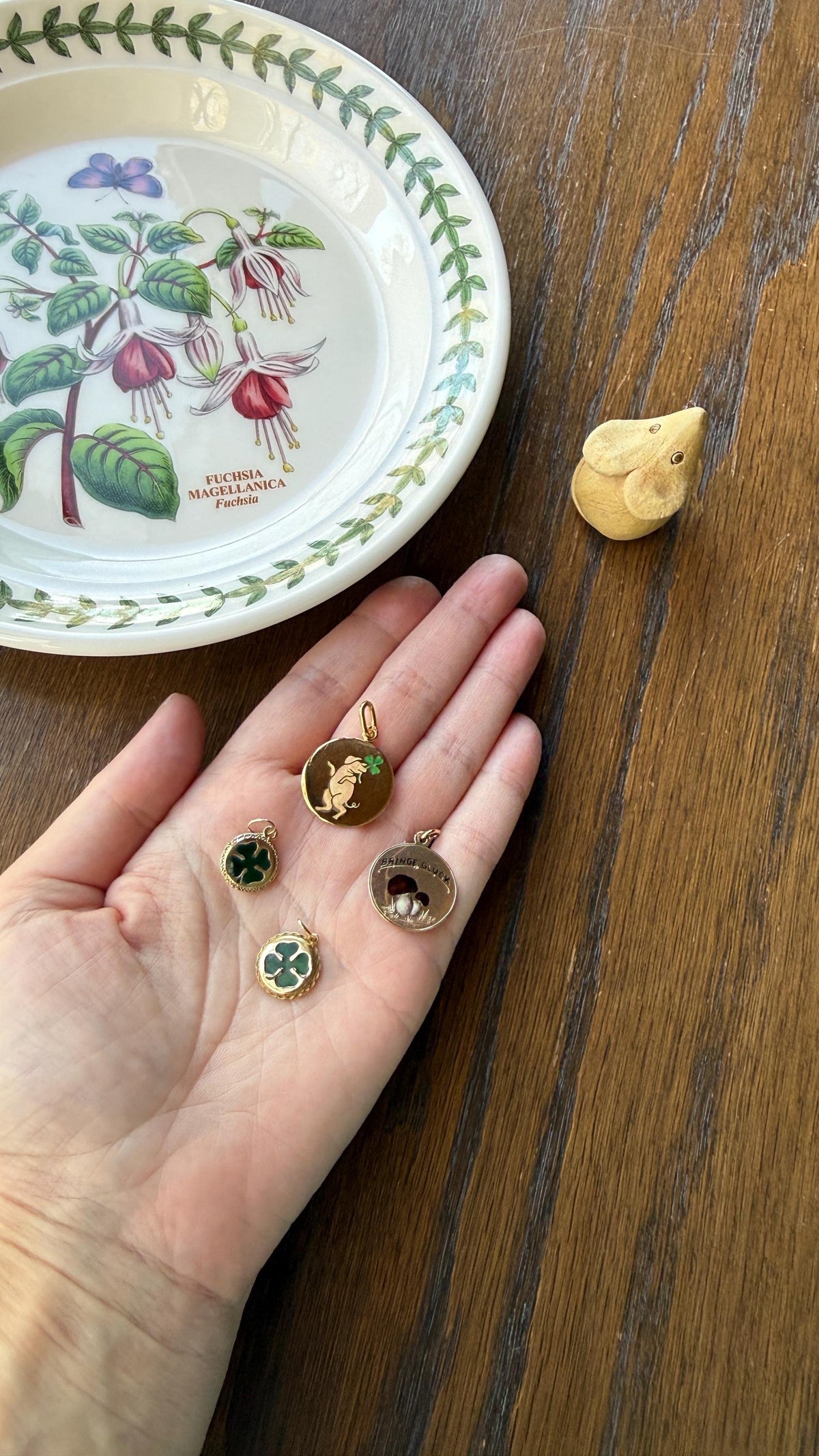 Antique "Bringer of Luck" Bringe Glück MUSHROOM 14k Gold Solid Figural Enamel Pendant Charm Jugendstil Medallion Figural Lucky Talisman