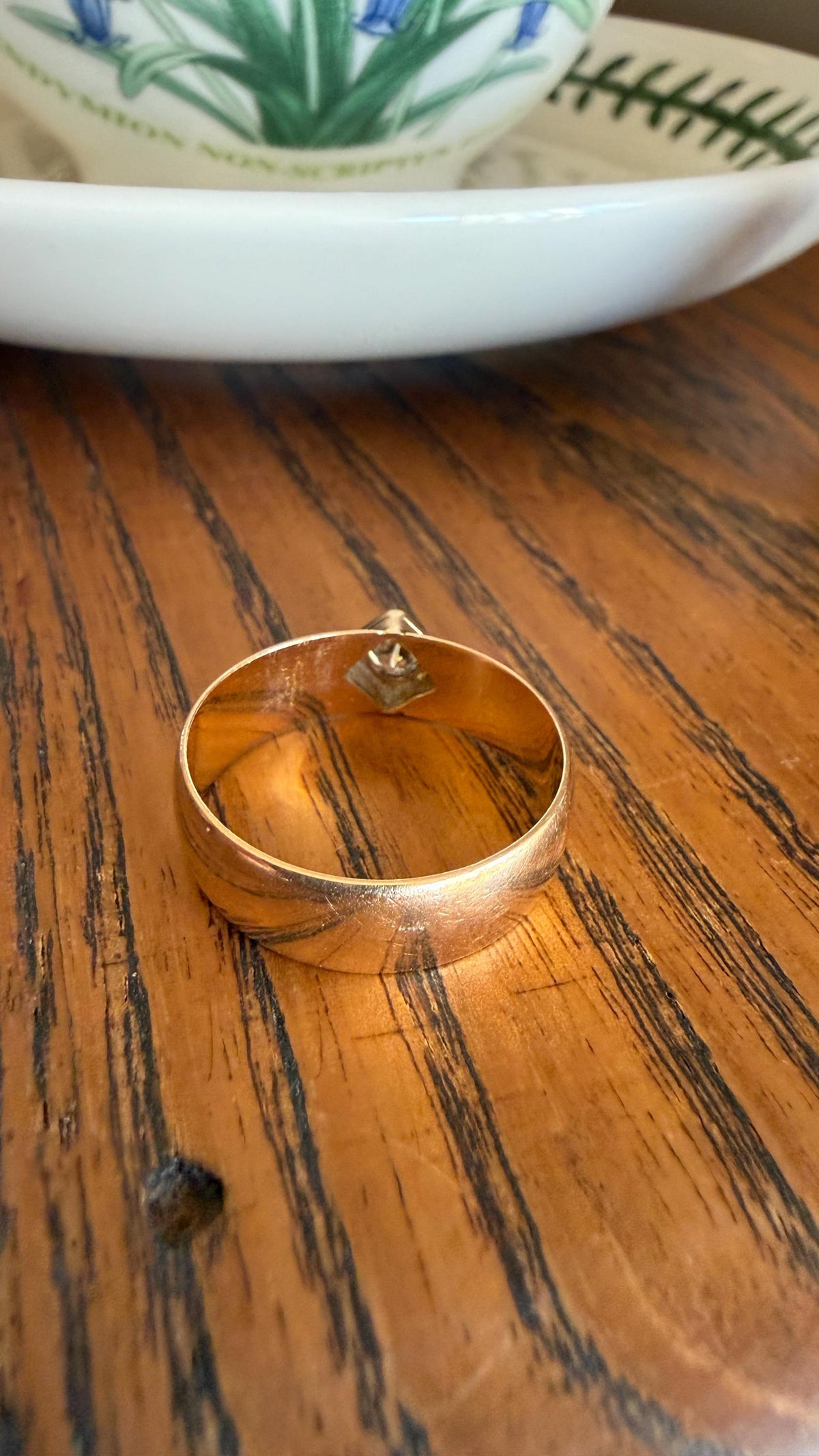 Vintage Eye Clean Natural Old Mine Cut DIAMOND Wide Band Ring 14k Gold Solid Square Bezel Unisex Stacker