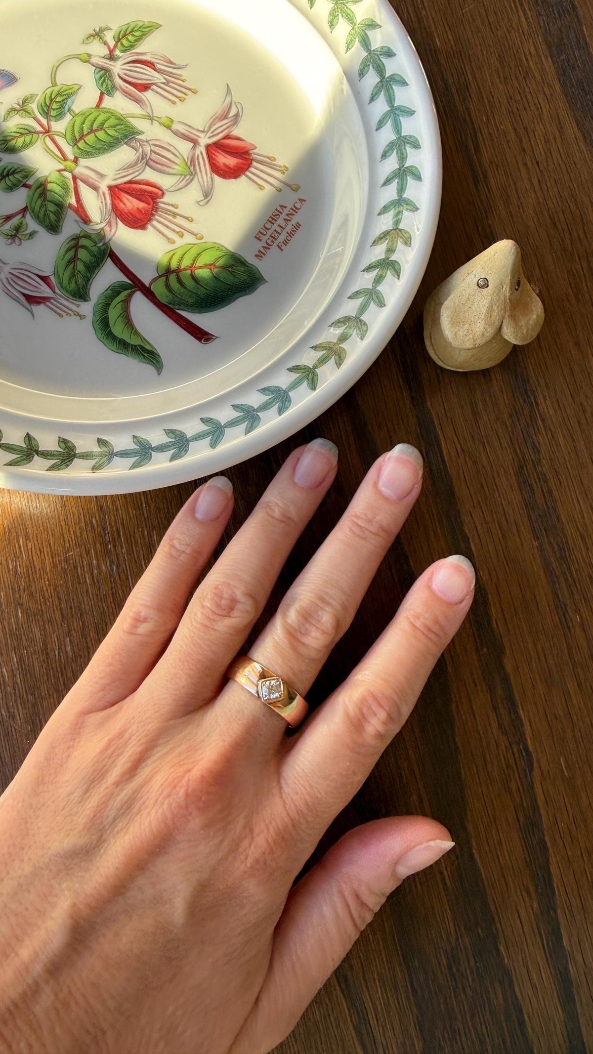 Vintage Eye Clean Natural Old Mine Cut DIAMOND Wide Band Ring 14k Gold Solid Square Bezel Unisex Stacker