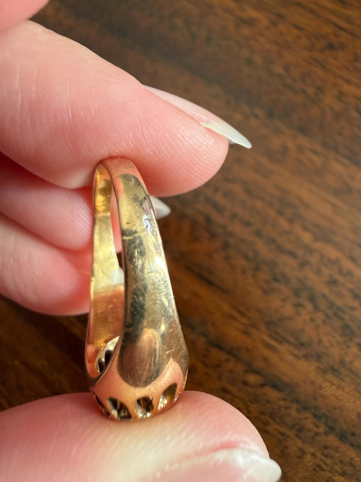 Antique Natural Rose Cut DIAMOND Open Back Ring 18k Gold 1+ Carat Face Up Eye Clean Spready Freeform Triangle Belcher Gypsy Buttercup Band