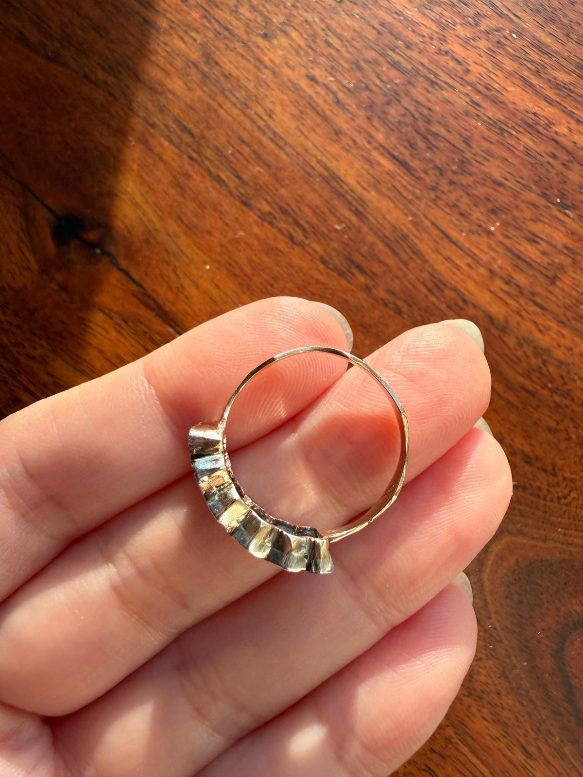 Antique Natural Sapphire Velvety Blue Five Stone Ring with Rose Cut Diamond Spacers Royal Blue Aura Art Deco Uniform Size Stacker Band