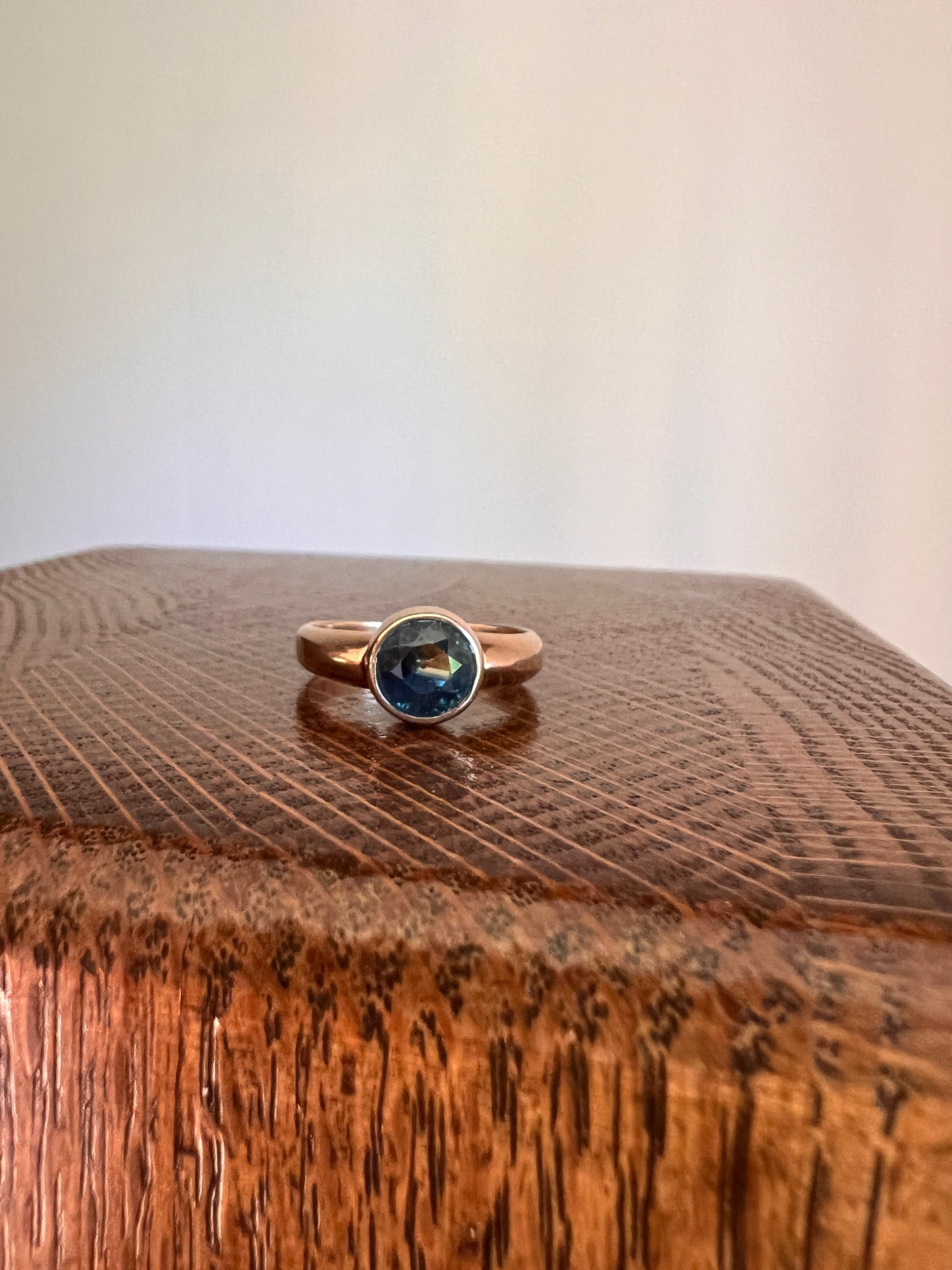 50/50 GREEN Half BLUE Natural Old Cut Sapphire Victorian Ring