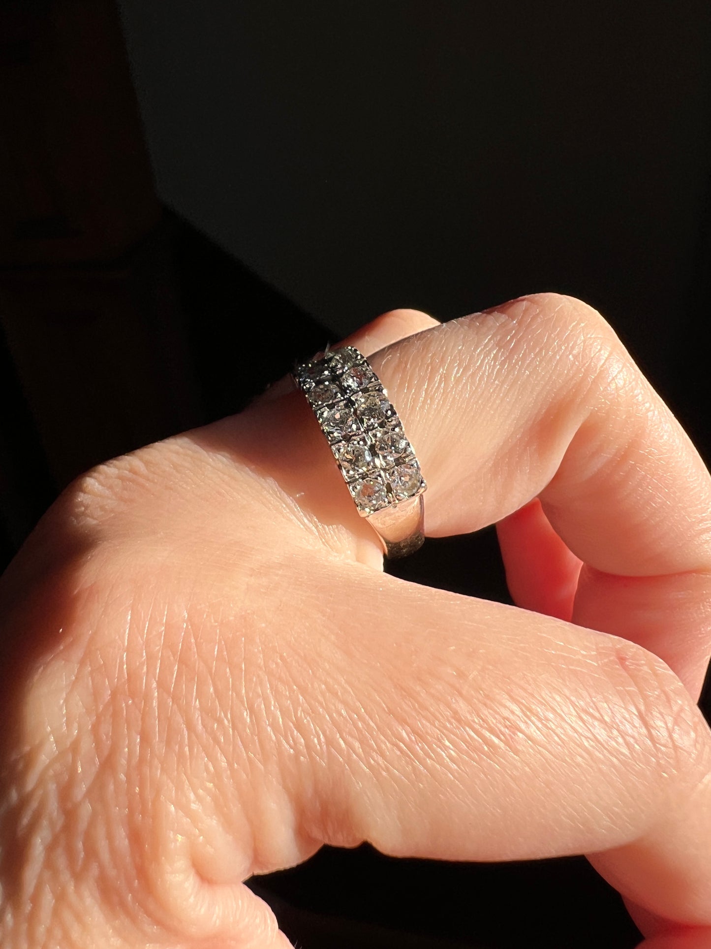 Vintage to Antique Art Deco French 1.25 CARAT Old Mine Cut DIAMOND Double Row Ring 18k Gold & Platinum
