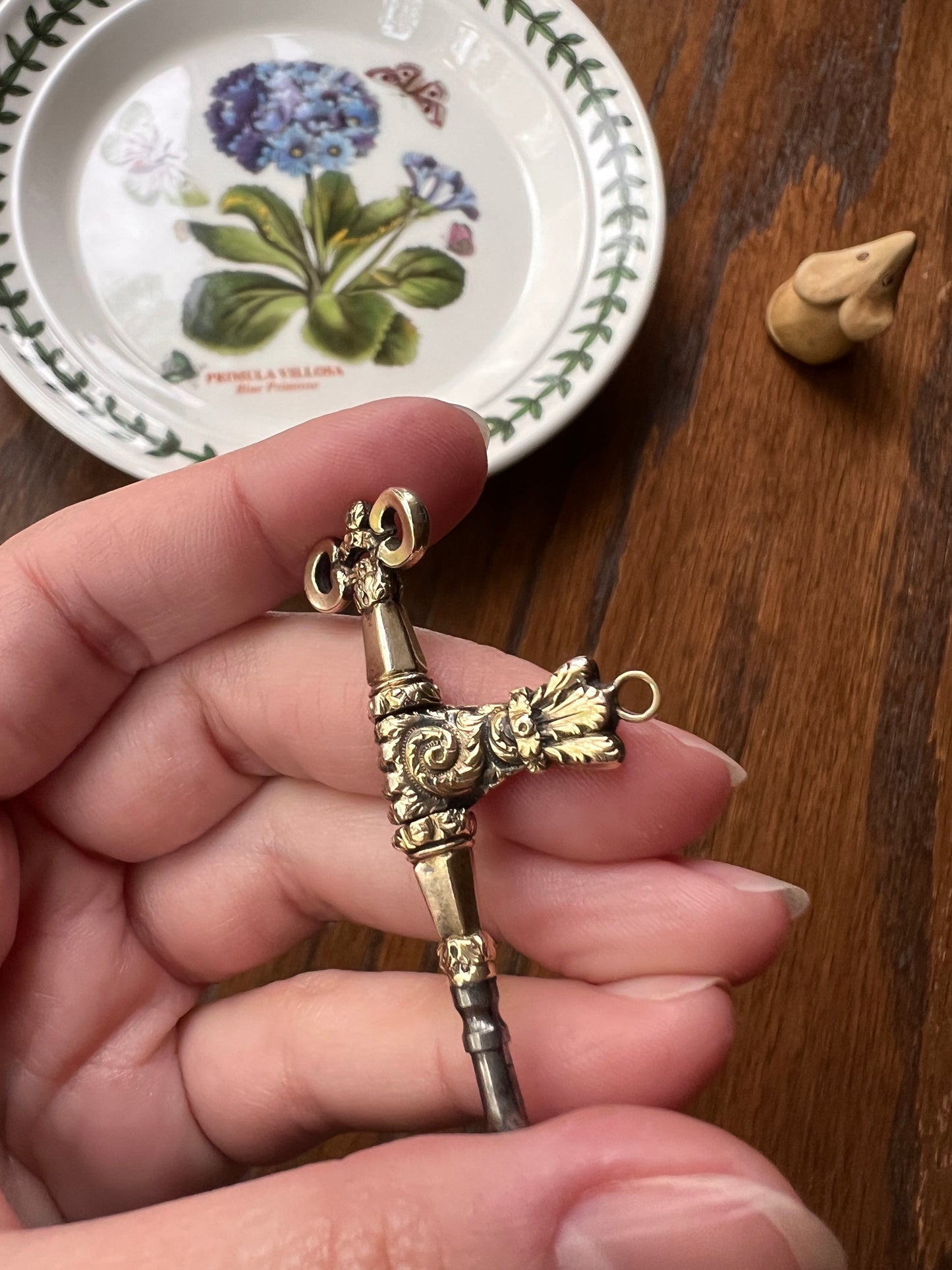 GAUNTLET Fist FIGURAL Antique Early VICTORIAN 14k Gold Cased Pendant Watch Key Swivel Ornate