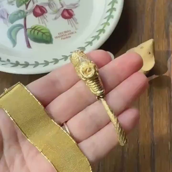 SNAKES Heavy Antique Watch Fob Strap 13g 18k Gold Solid Chatelaine Ornament Figural Double Heads Mesh with Dog Clip for Bracelet?