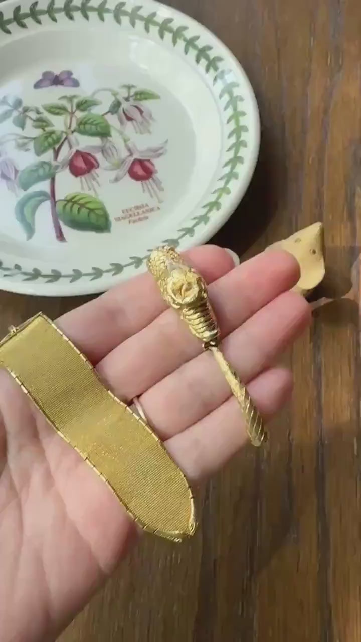 SNAKES Heavy Antique Watch Fob Strap 13g 18k Gold Solid Chatelaine Ornament Figural Double Heads Mesh with Dog Clip for Bracelet?