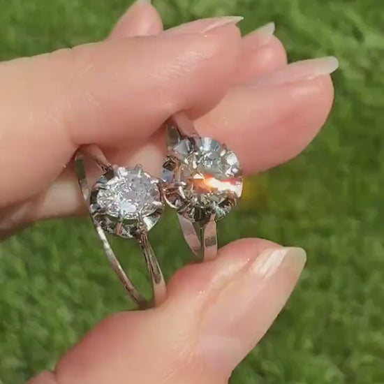 CHAMPAGNE Old European Cut DIAMOND Eye Clean .5 Carat Antique Solitiare Ring Fancy Light Brown French Platinum Skinny Band Engagement OEC