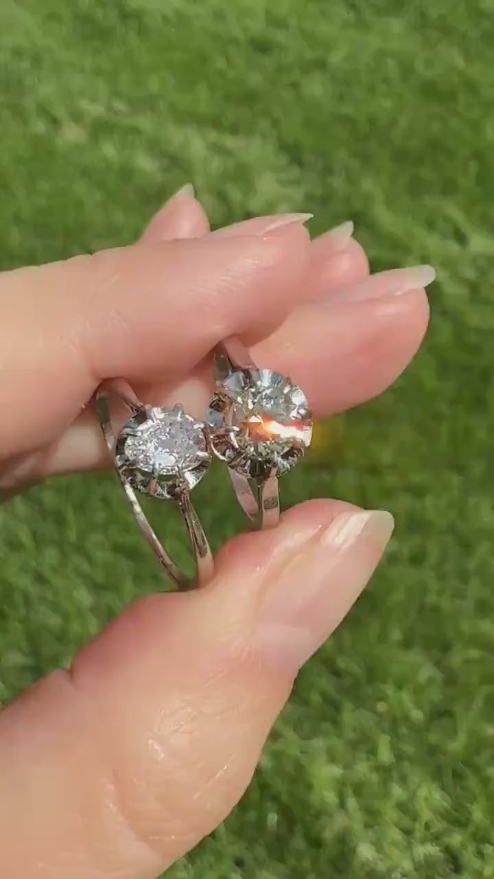 CHAMPAGNE Old European Cut DIAMOND Eye Clean .5 Carat Antique Solitiare Ring Fancy Light Brown French Platinum Skinny Band Engagement OEC