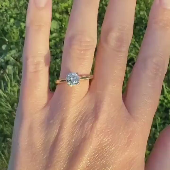 Older Vintage .85 Carat Natural Old European Cut DIAMOND Solitaire Engagement Ring Stacker 18k Yellow Gold Wedding Something Old Art Deco