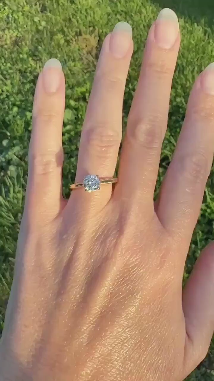 Older Vintage .85 Carat Natural Old European Cut DIAMOND Solitaire Engagement Ring Stacker 18k Yellow Gold Wedding Something Old Art Deco