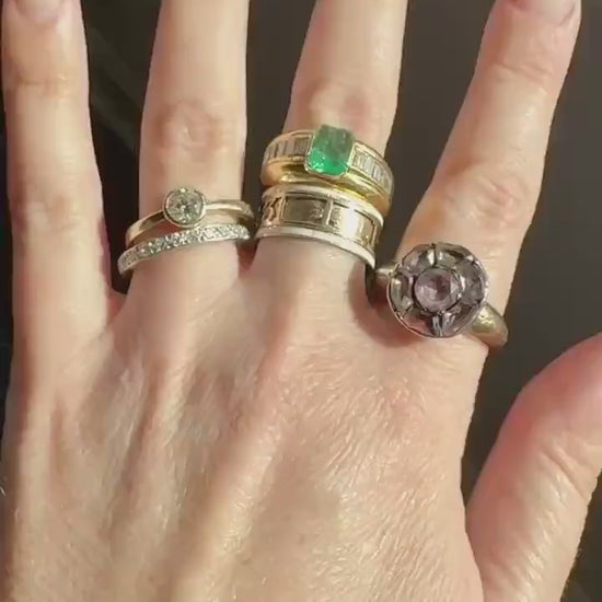 Georgian Era Dated 1789 Cigar Band Mourning Ring White Enamel 14k Gold Engraved "Died at Semlin" Military Significance